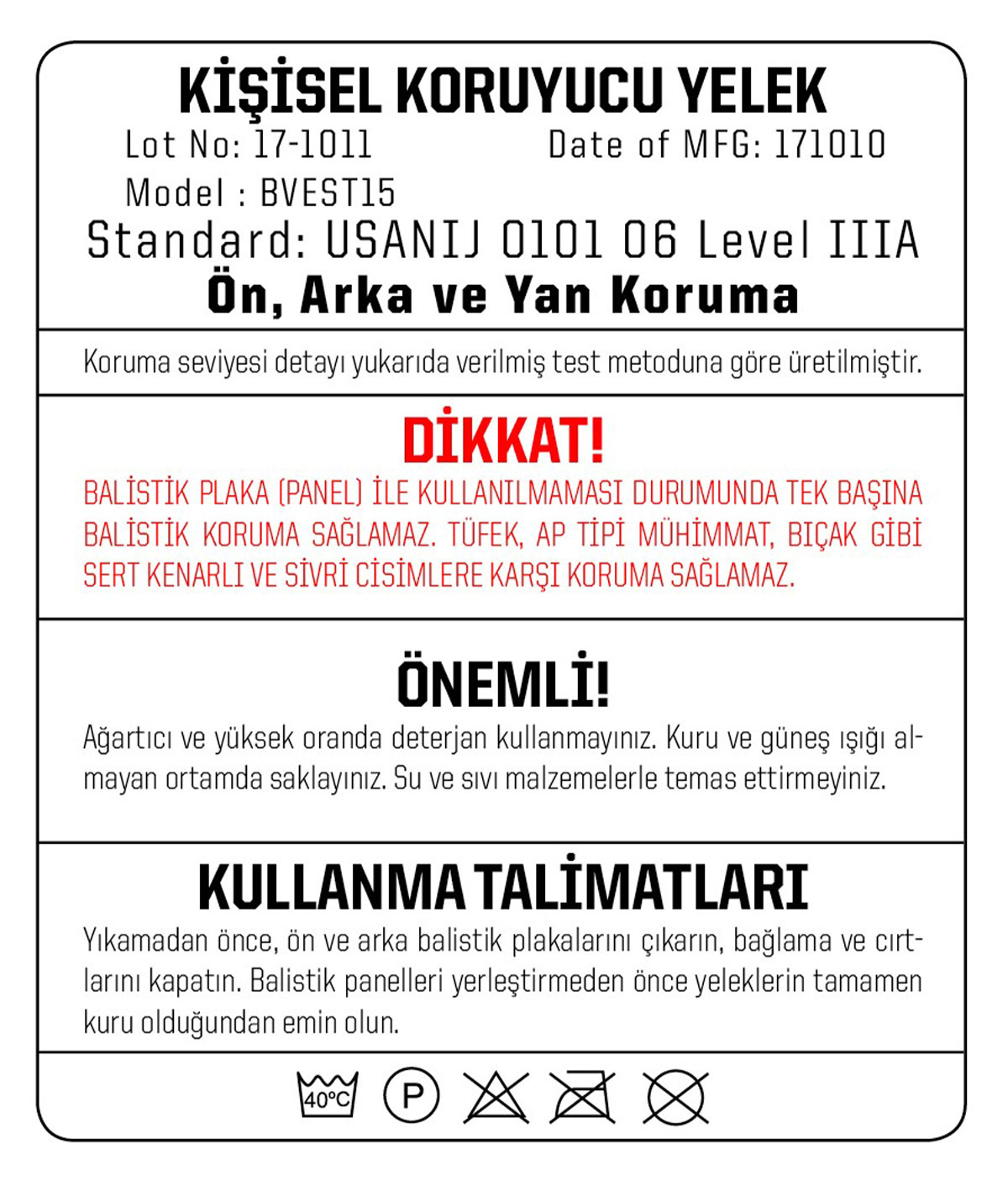 YDS BALİSTİK YELEK - BVEST15 -HAKİ