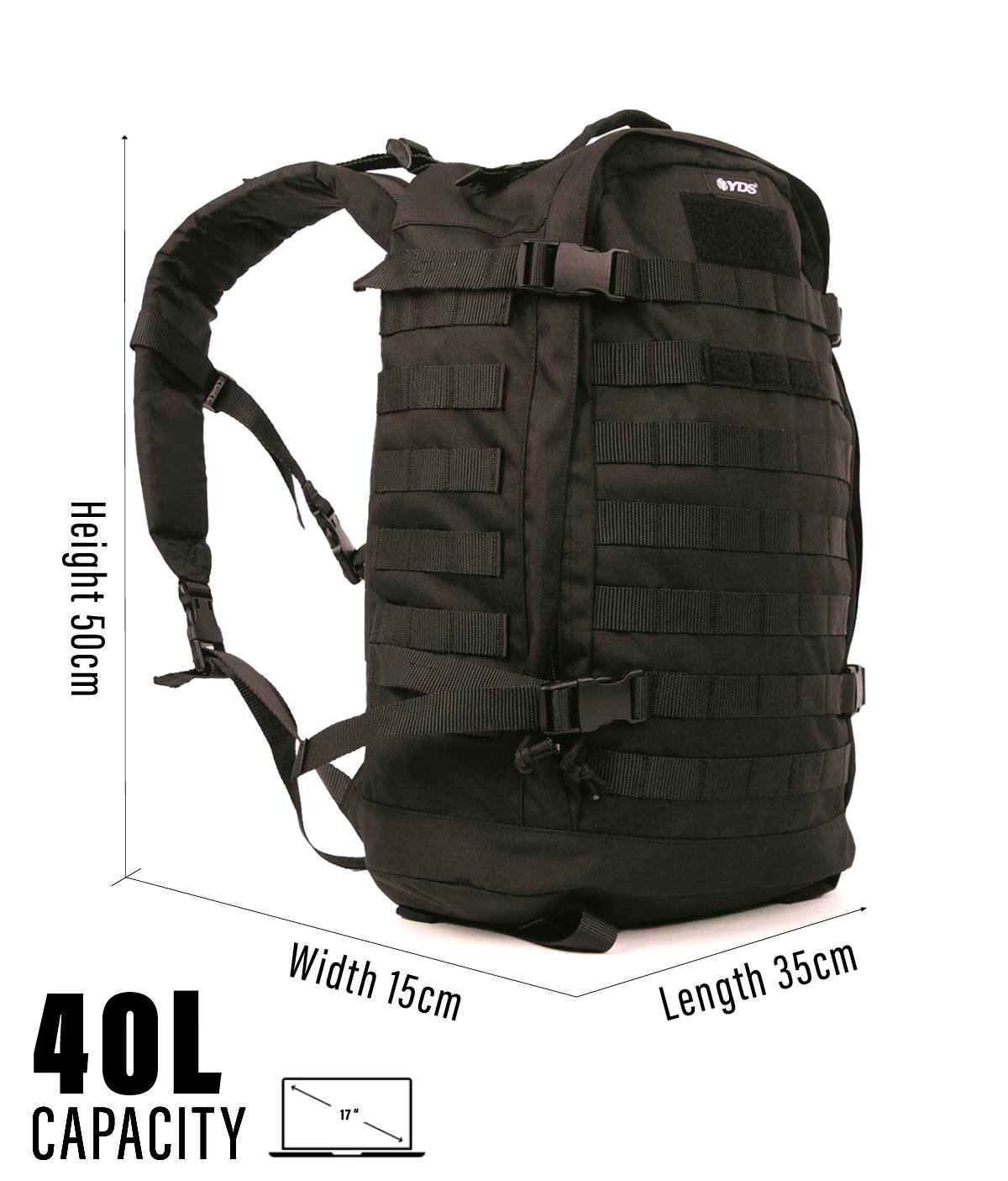 YDS TACTICAL OUTDOOR SIRT ÇANTASI (40L) -SİYAH