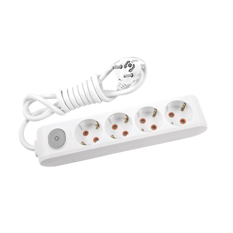 Viko 4'lü Multi-let Kablolu Grup Priz 2 Metre Beyaz Anahtarlı