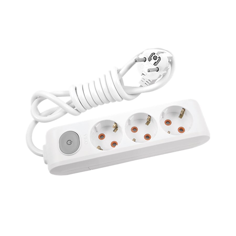 Viko 3'lü Multi-let Kablolu Grup Priz 5 Metre Beyaz Anahtarlı