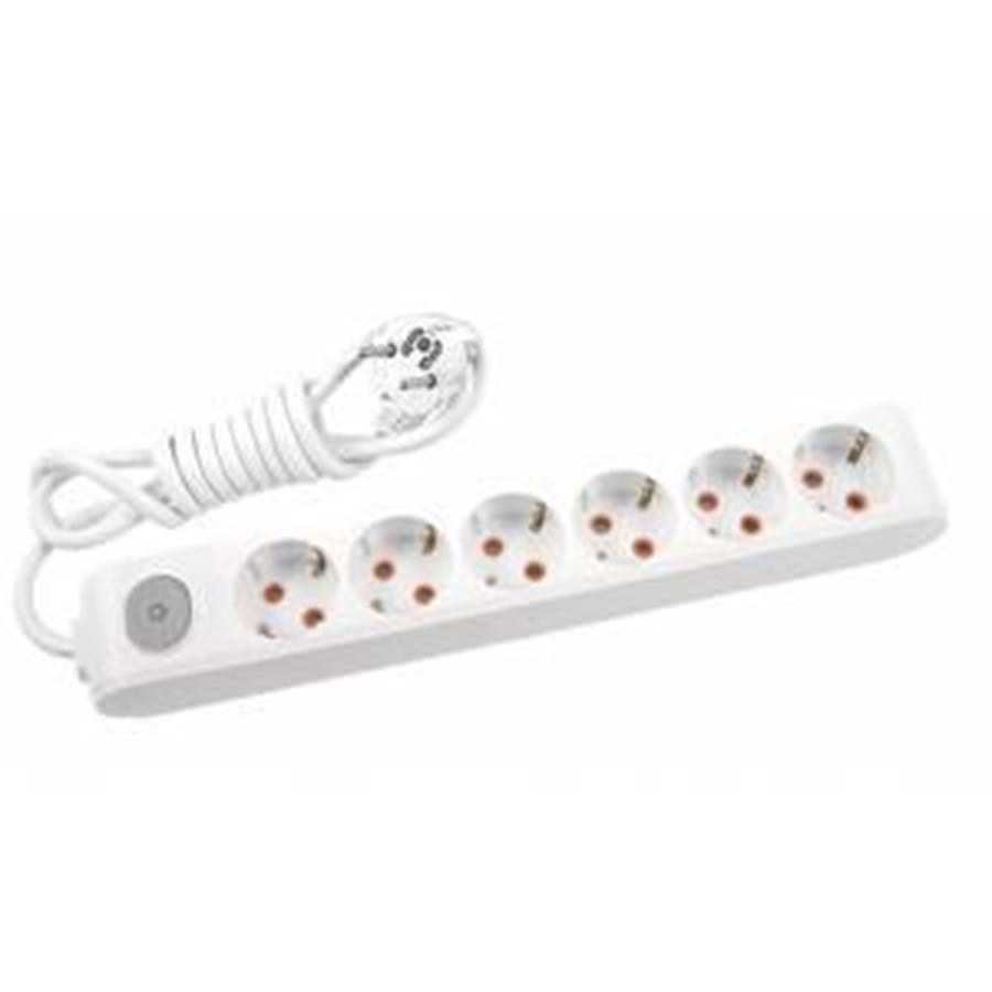 Viko 6'lı Multi-let Kablolu Grup Priz 5 Metre Beyaz Anahtarlı