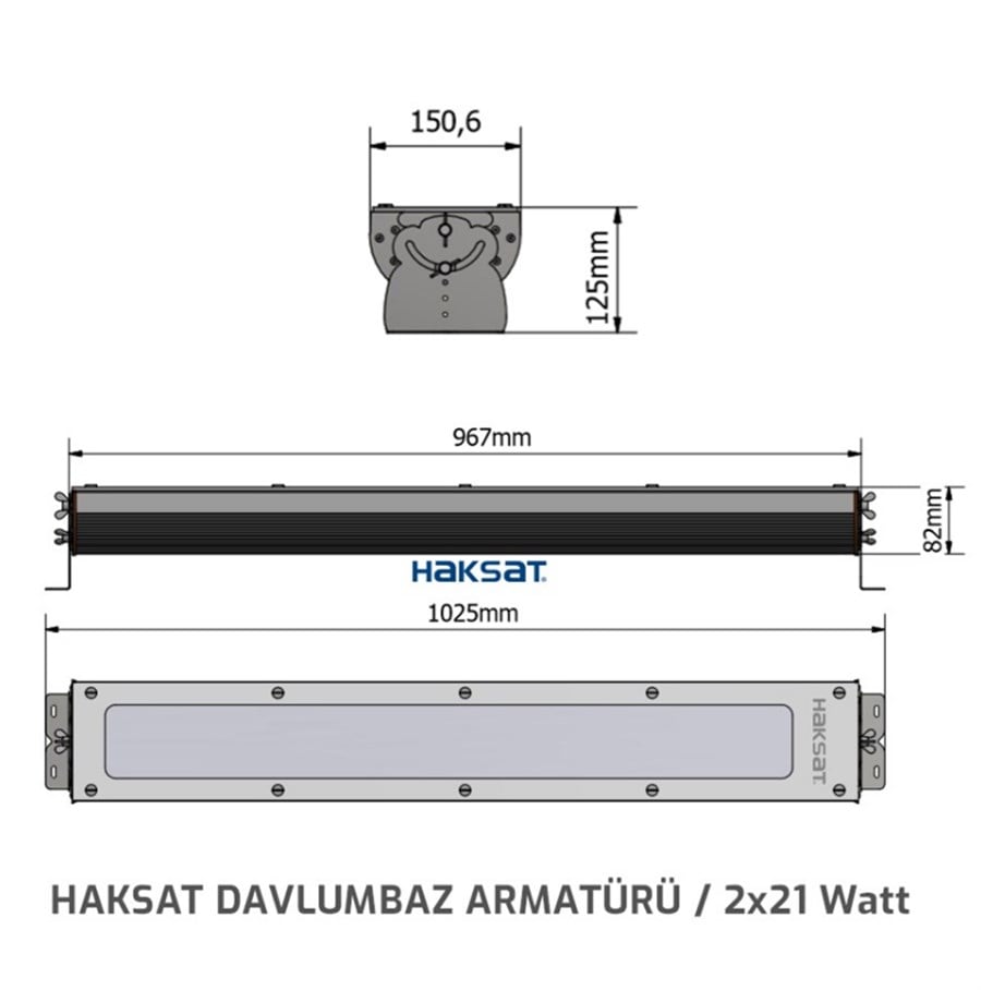 Isıya Dayanıklı Davlumbaz Armatürü 2x21W v2 (Uzun Yeni Model)