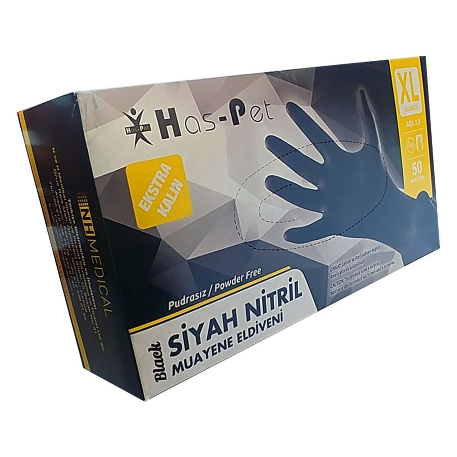 MUAYENE ELDİVENİ NİTRİL PUDRASIZ SİYAH XL