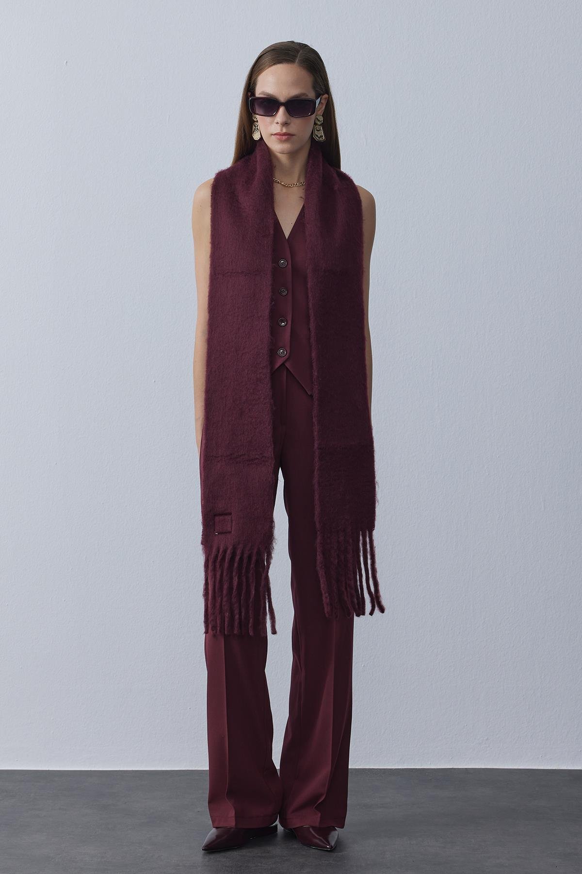 Düz Kesim Pantolon Bordo