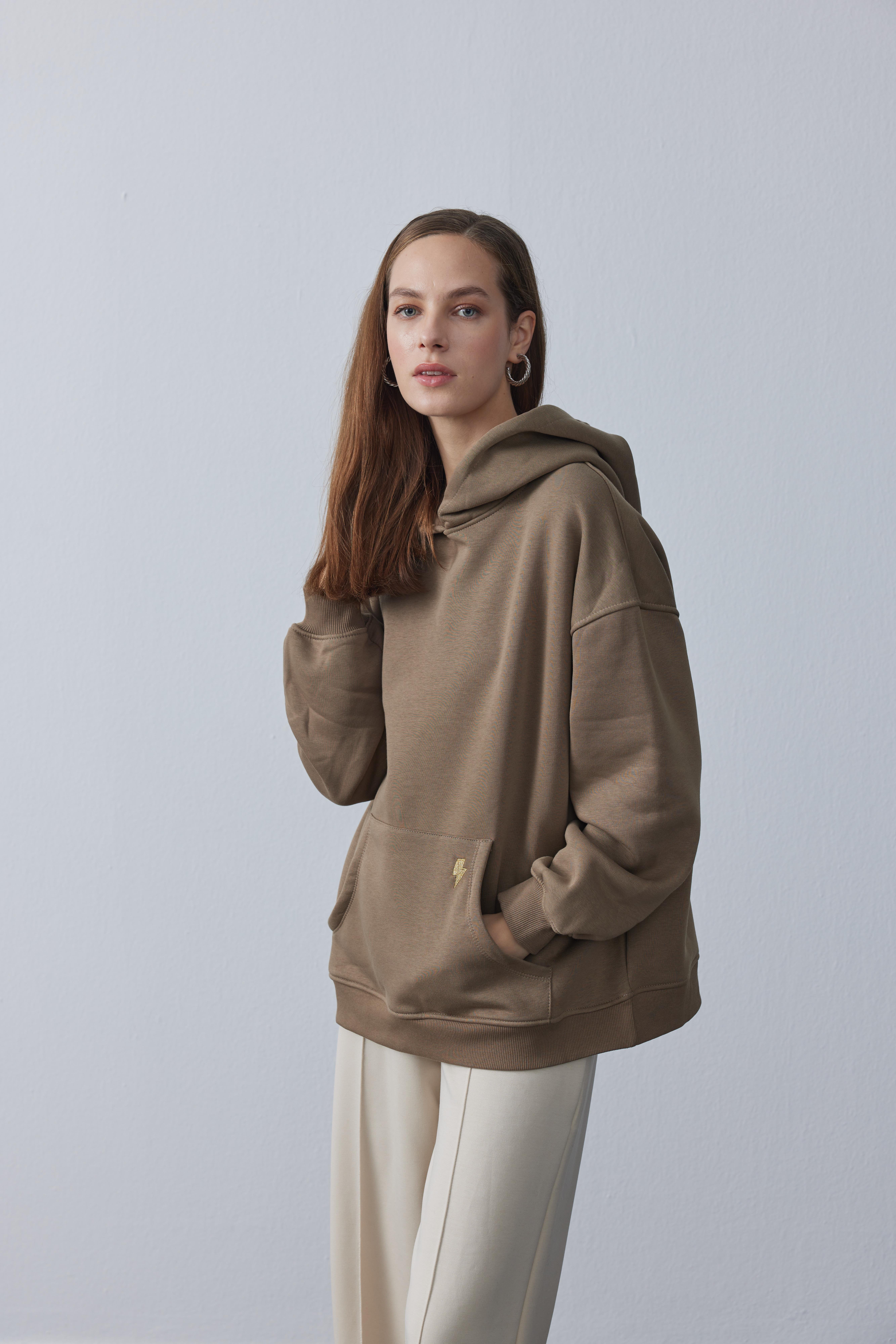 Kapüşonlu Sweatshirt Kahve