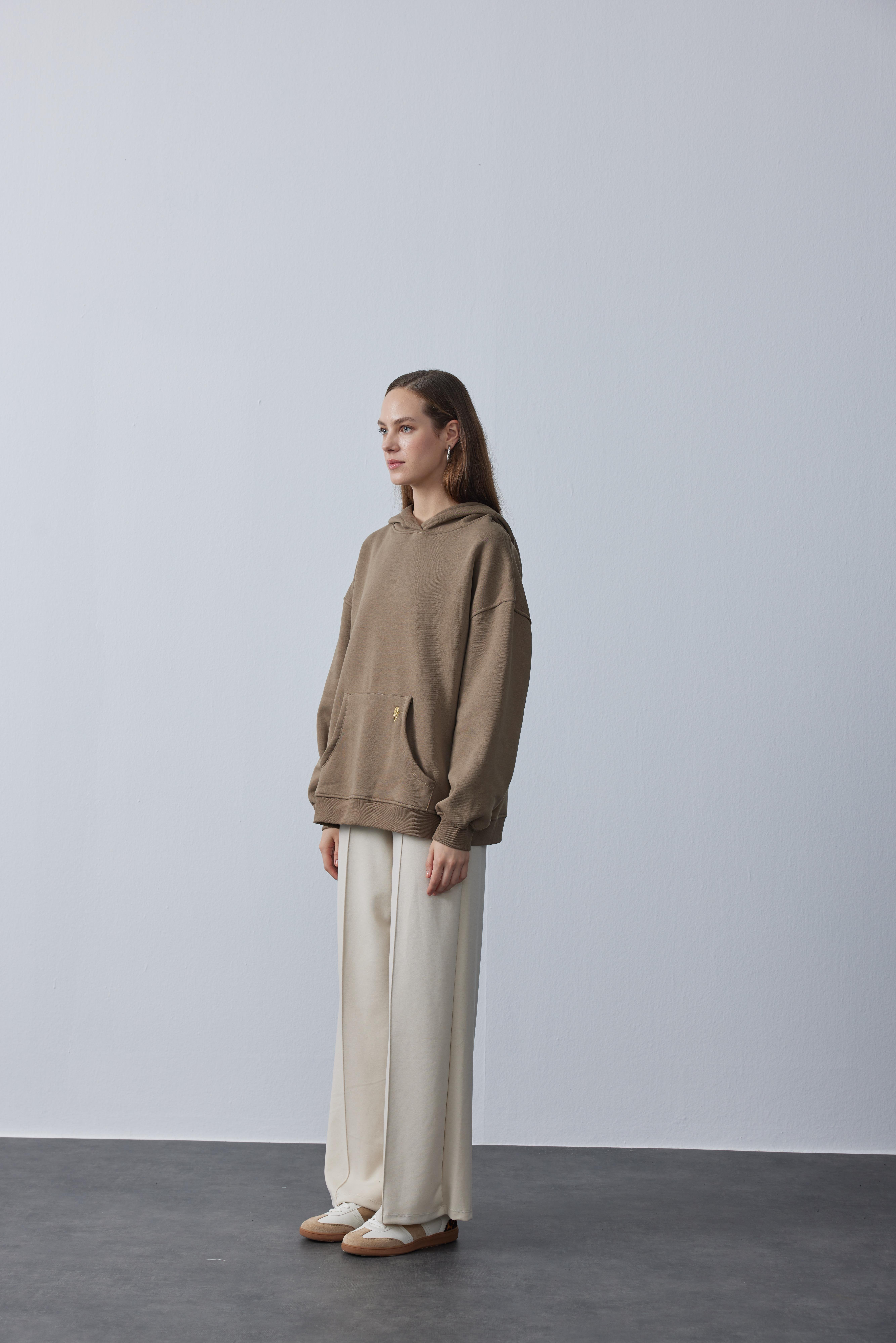 Kapüşonlu Sweatshirt Kahve