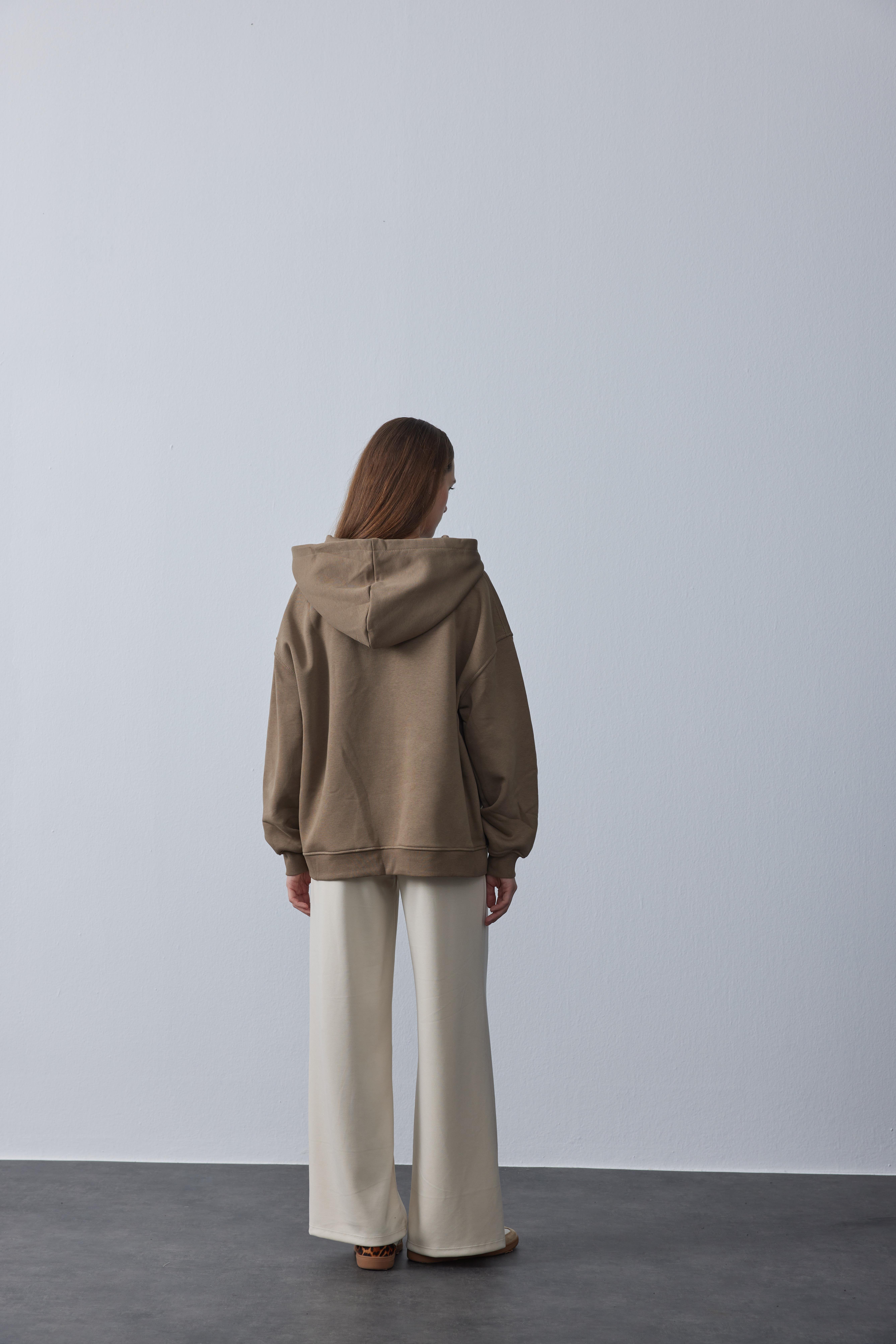Kapüşonlu Sweatshirt Kahve