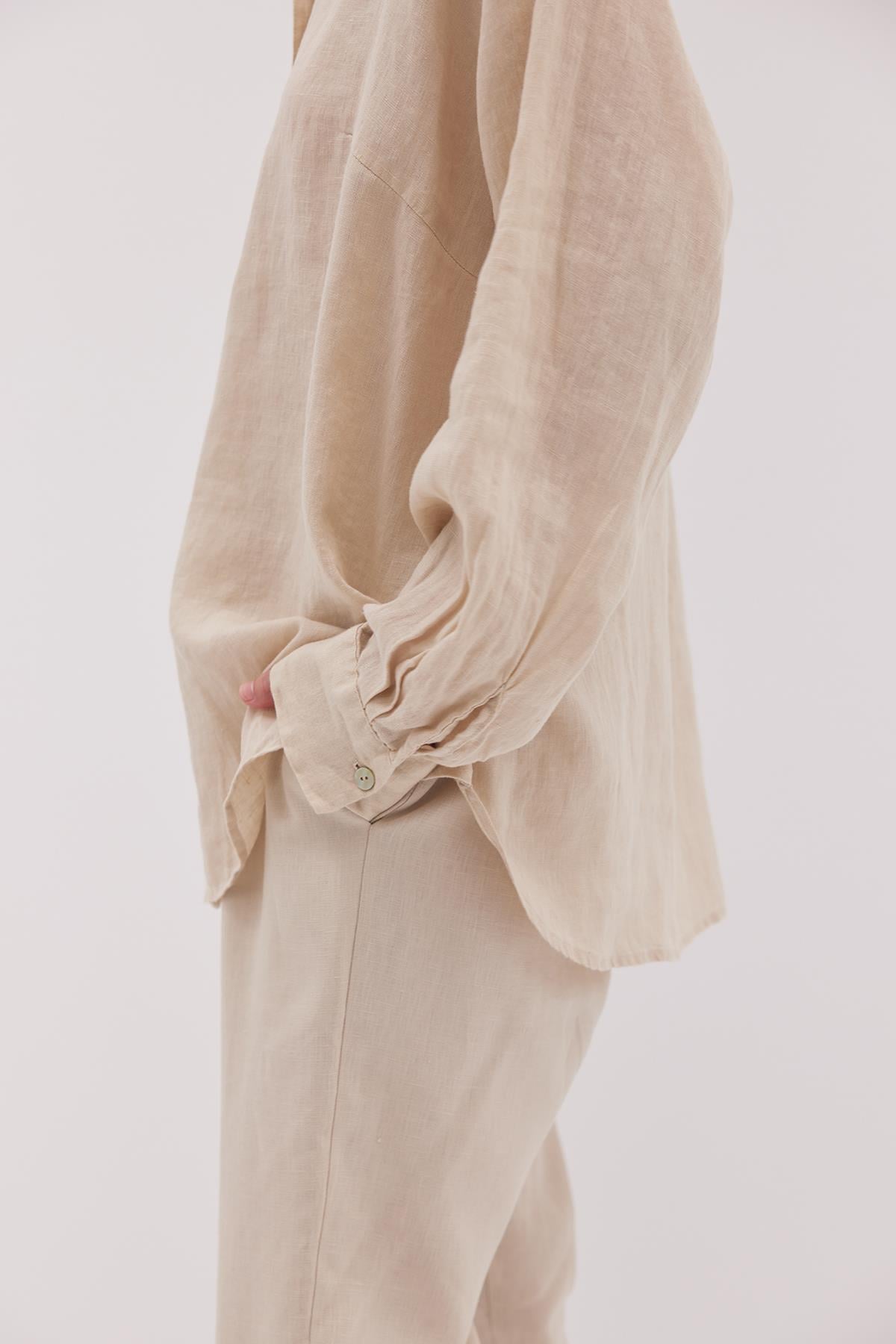 Linen Basic Gömlek Bej