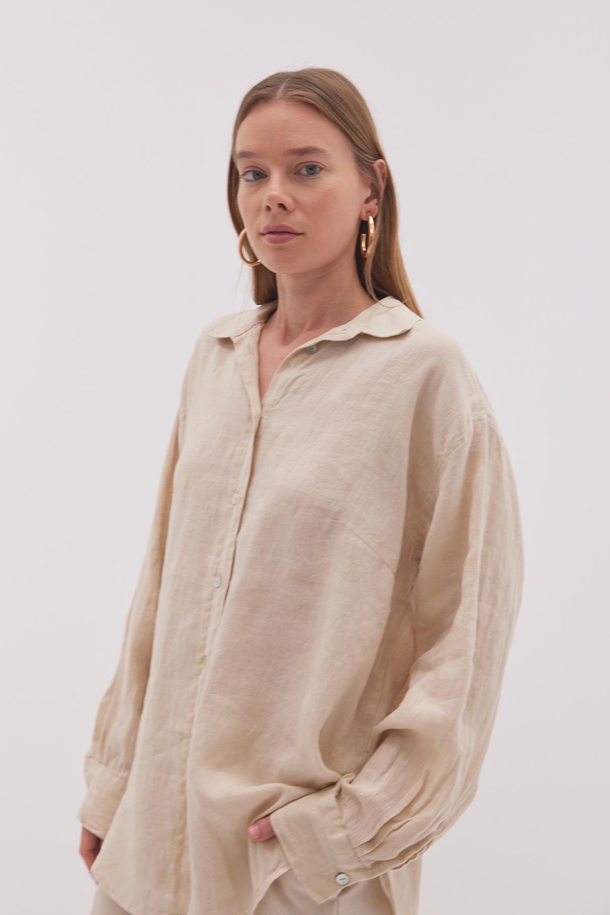 Linen Basic Gömlek Bej