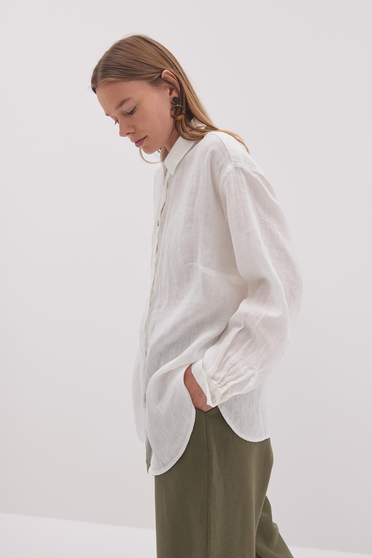 Linen Basic Gömlek Beyaz