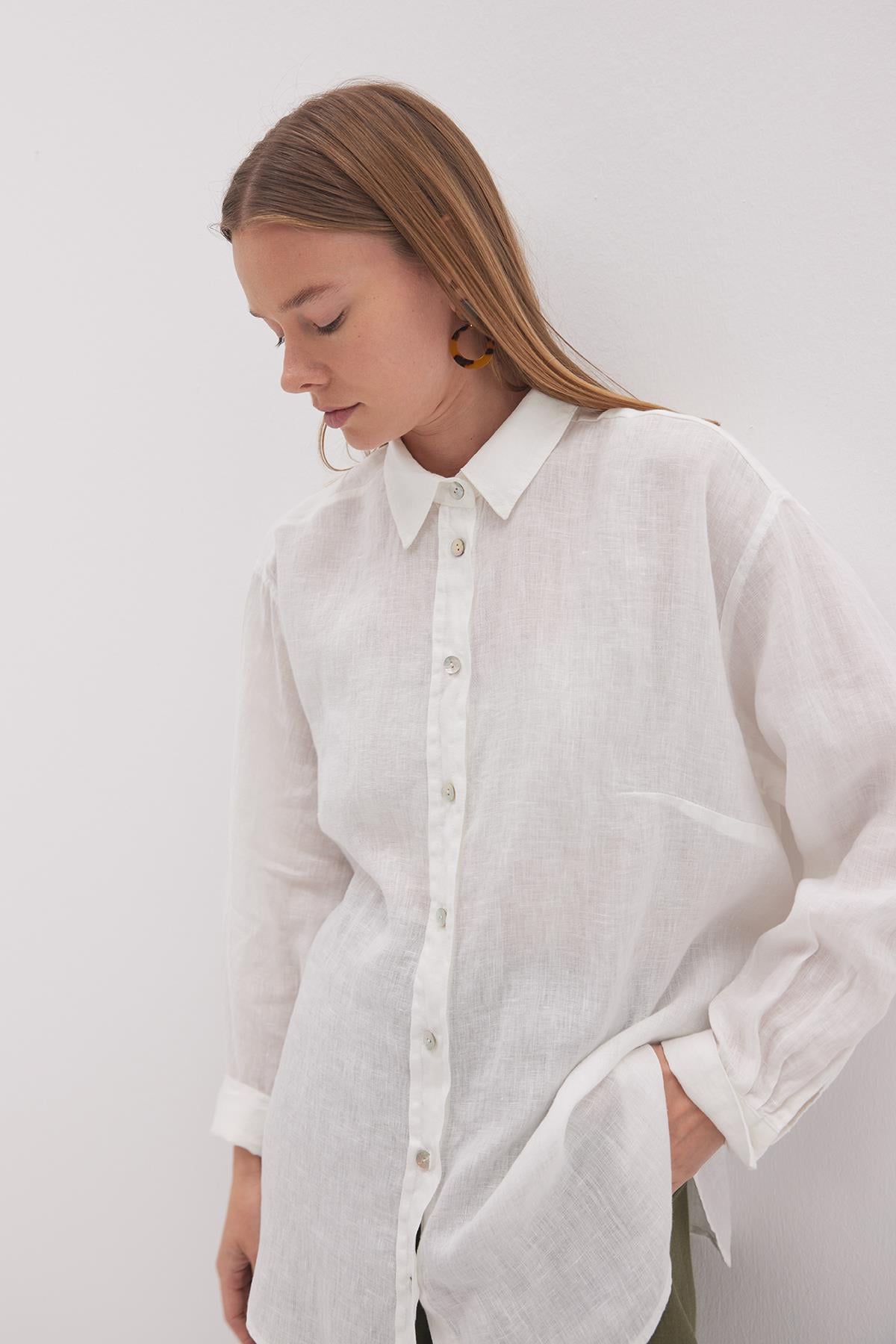 Linen Basic Gömlek Beyaz