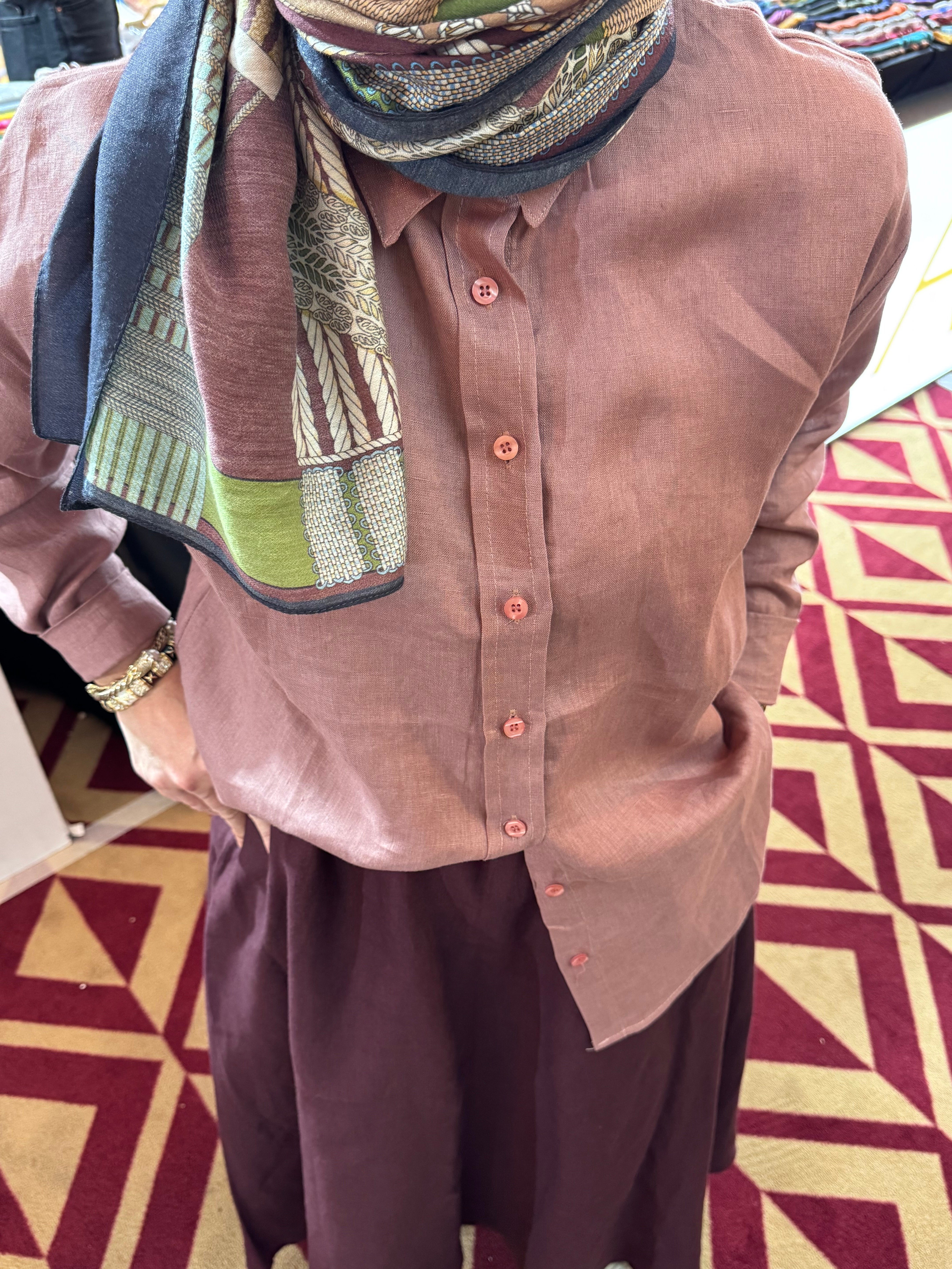 Linen Basic Gömlek Gül Kurusu