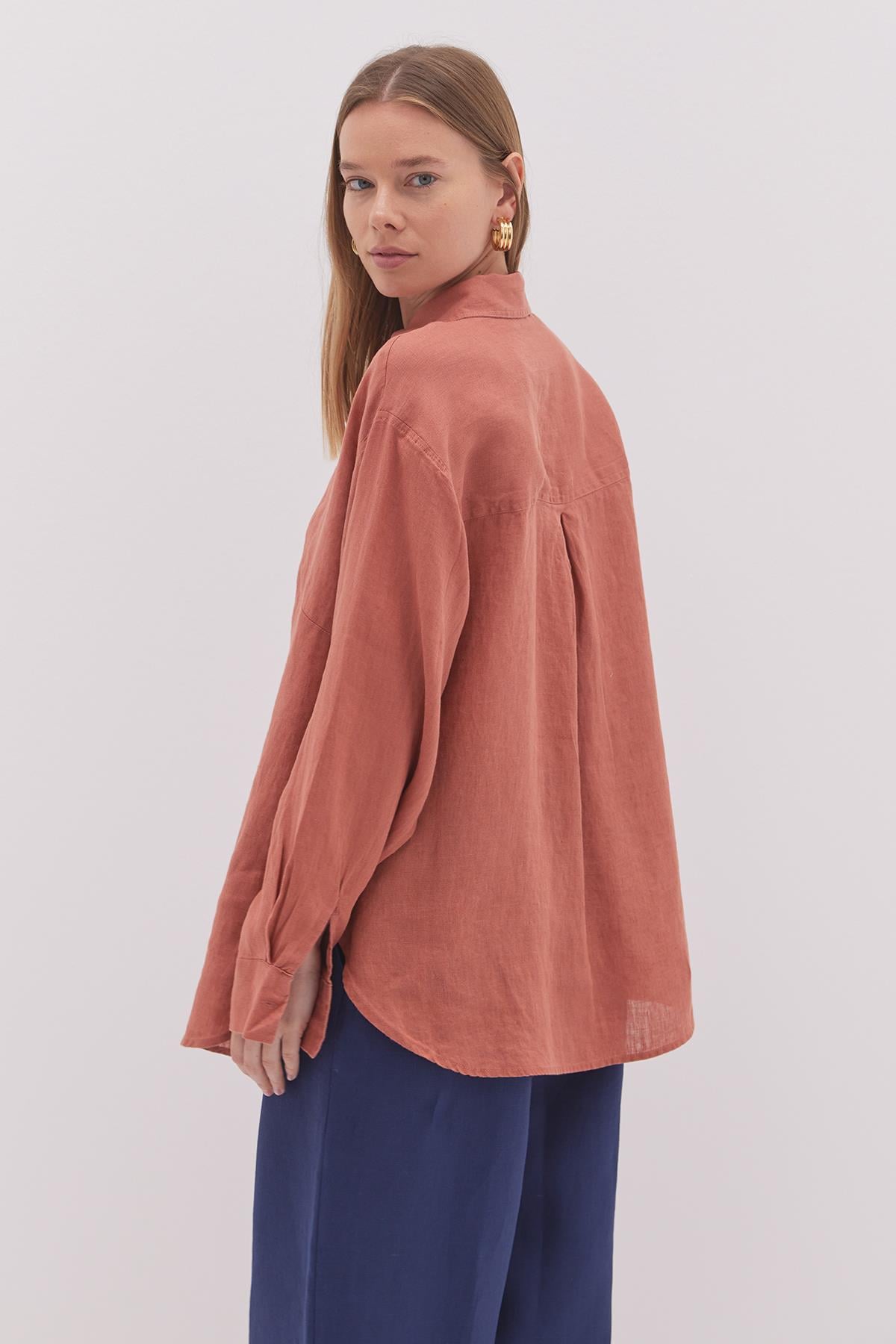 Linen Basic Gömlek Kiremit