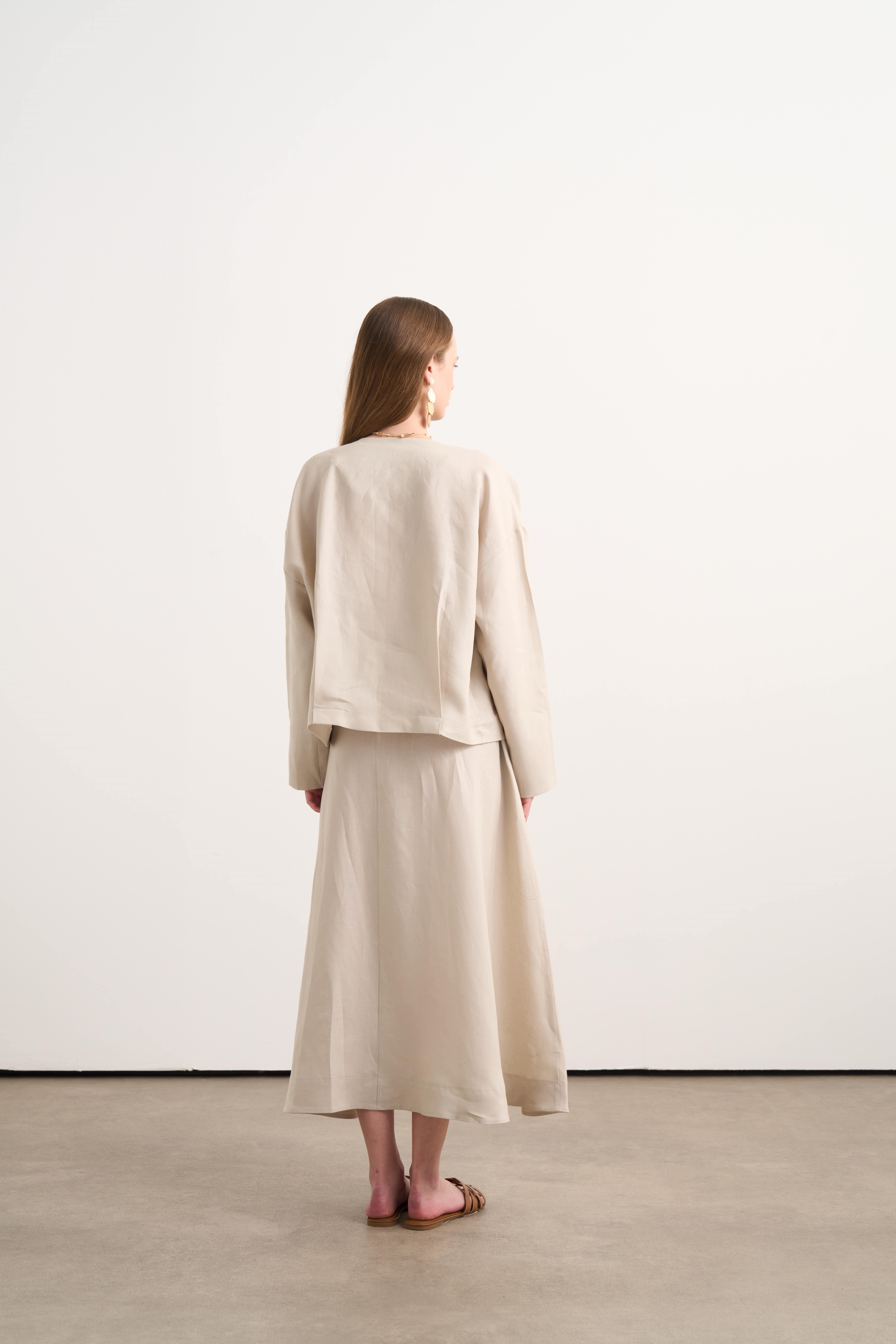 Linen Bomber Ceket Bej