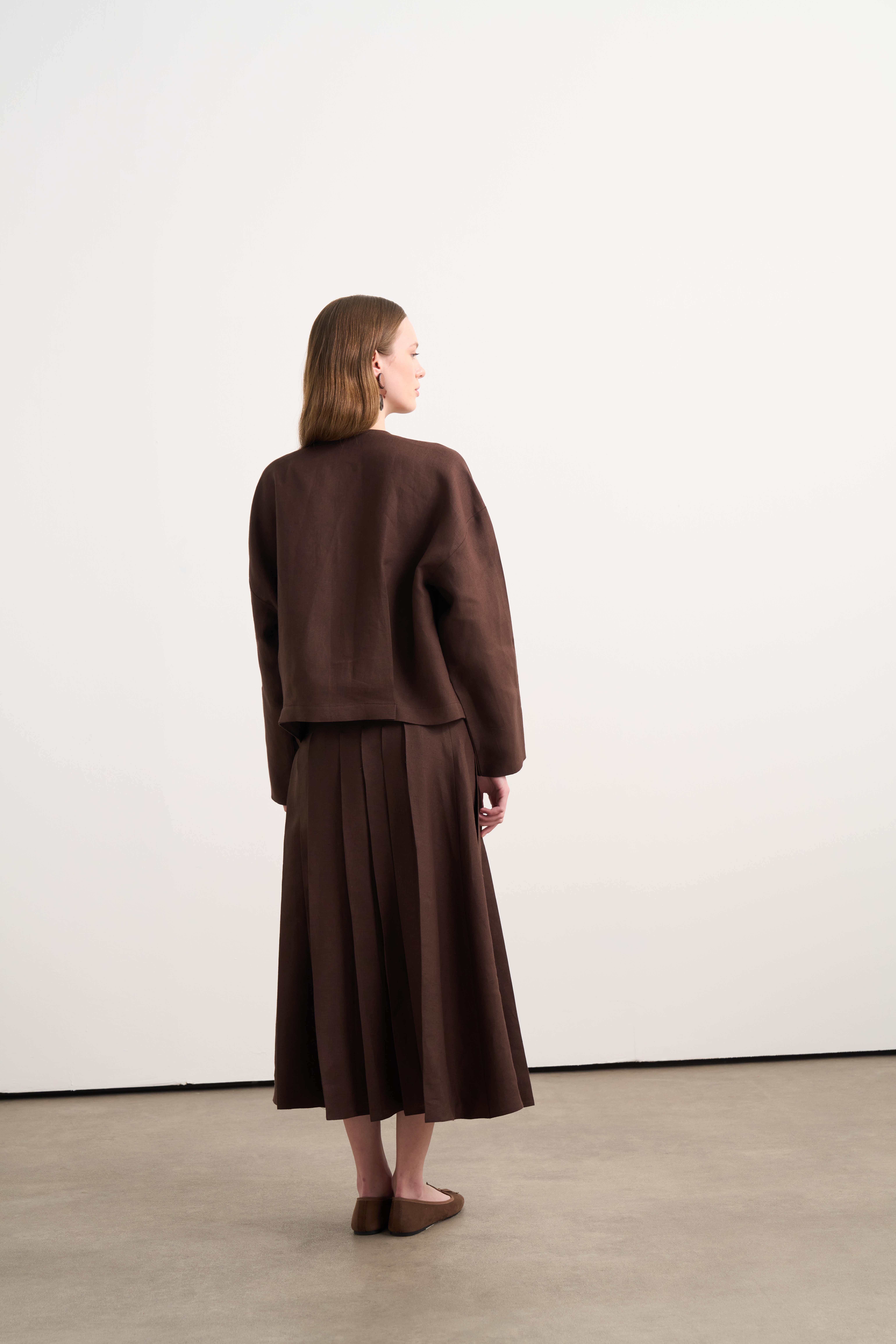 Linen Bomber Ceket Kahve