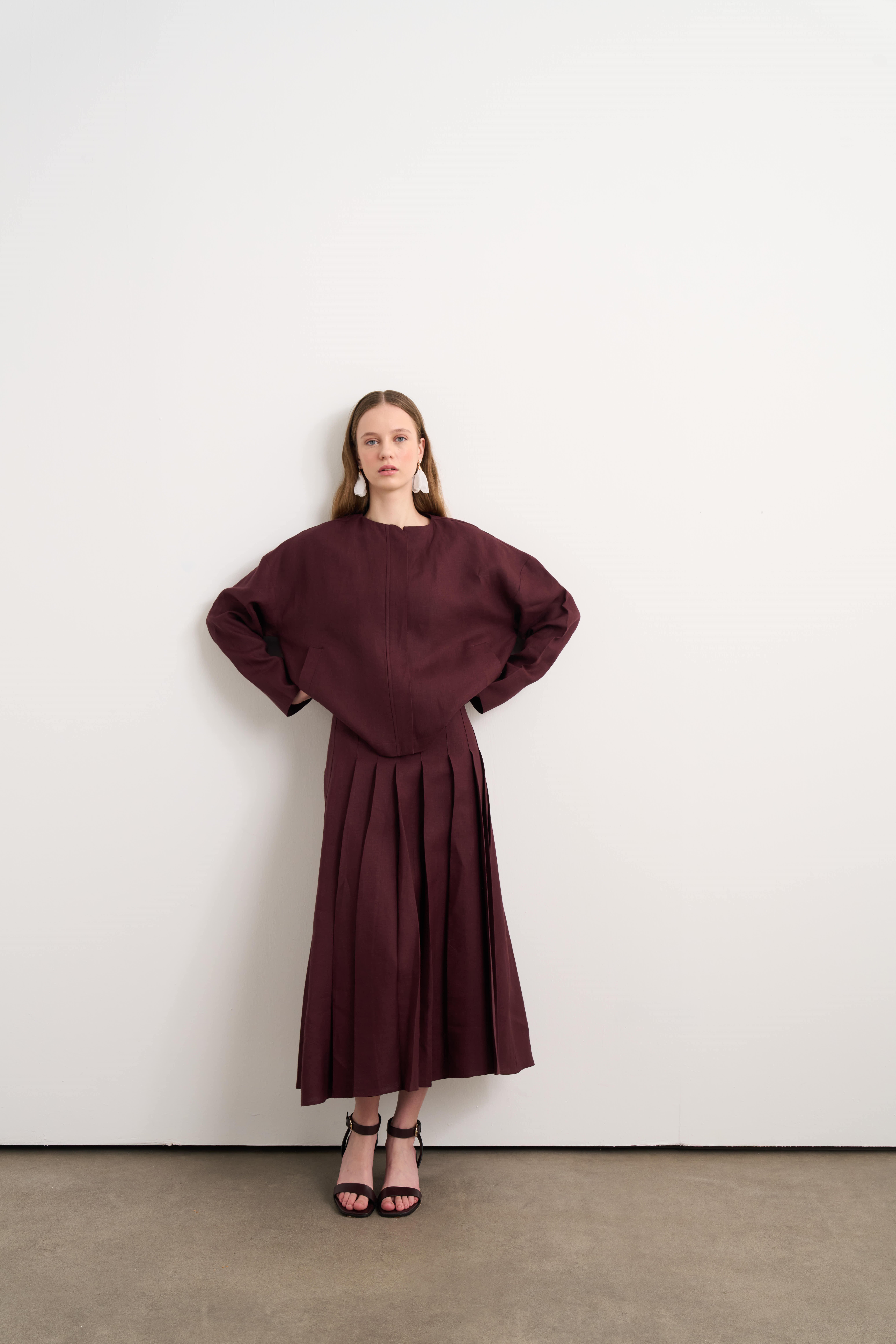 Linen Bomber Ceket Kahve