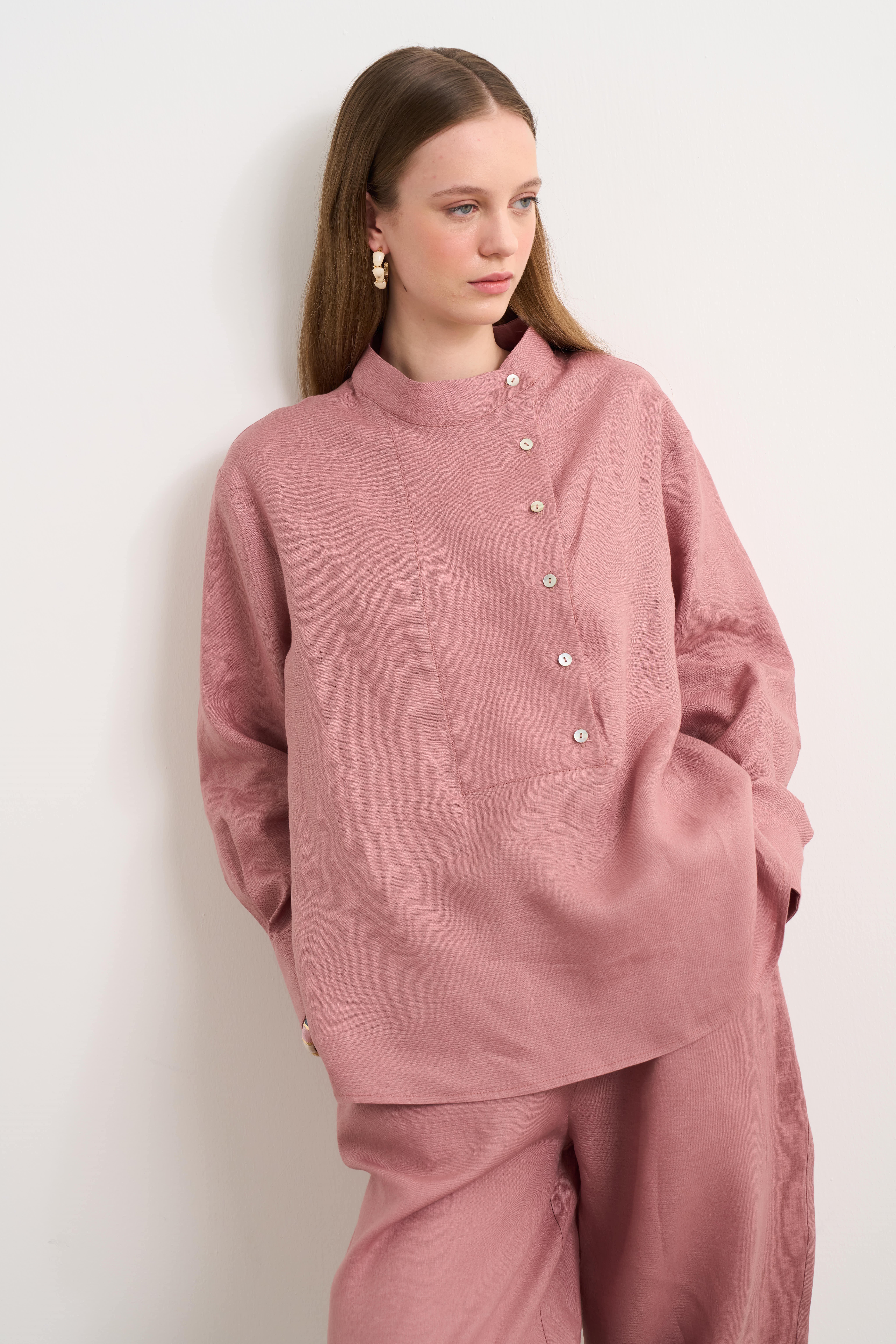 linen paty gömlek Rose