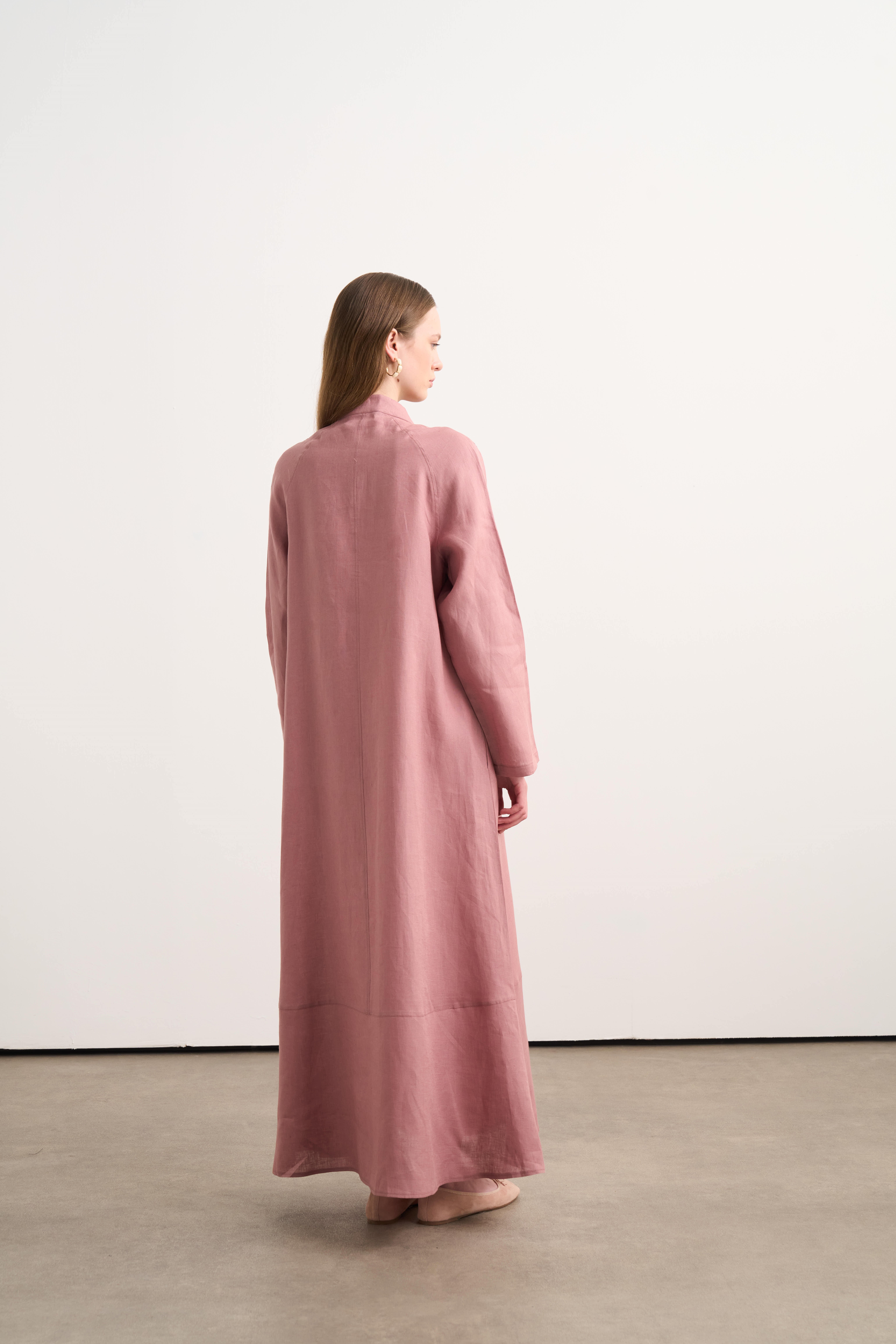 Linen Rosa Elbise Rosa