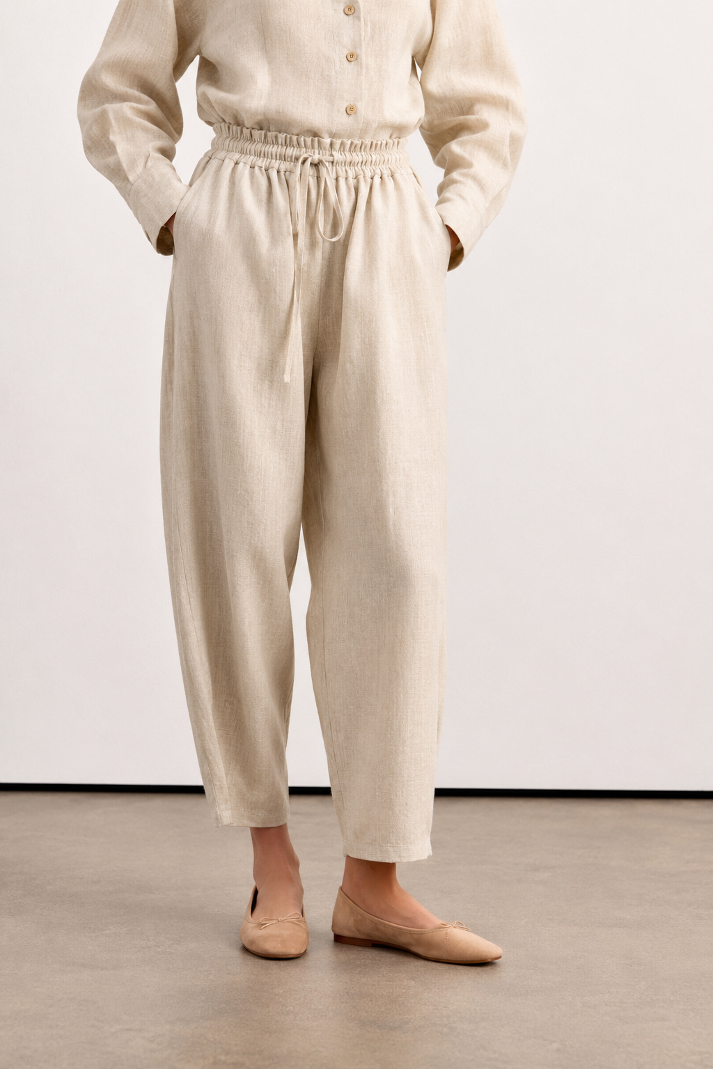 Linen Şalvar Pantolon Naturel