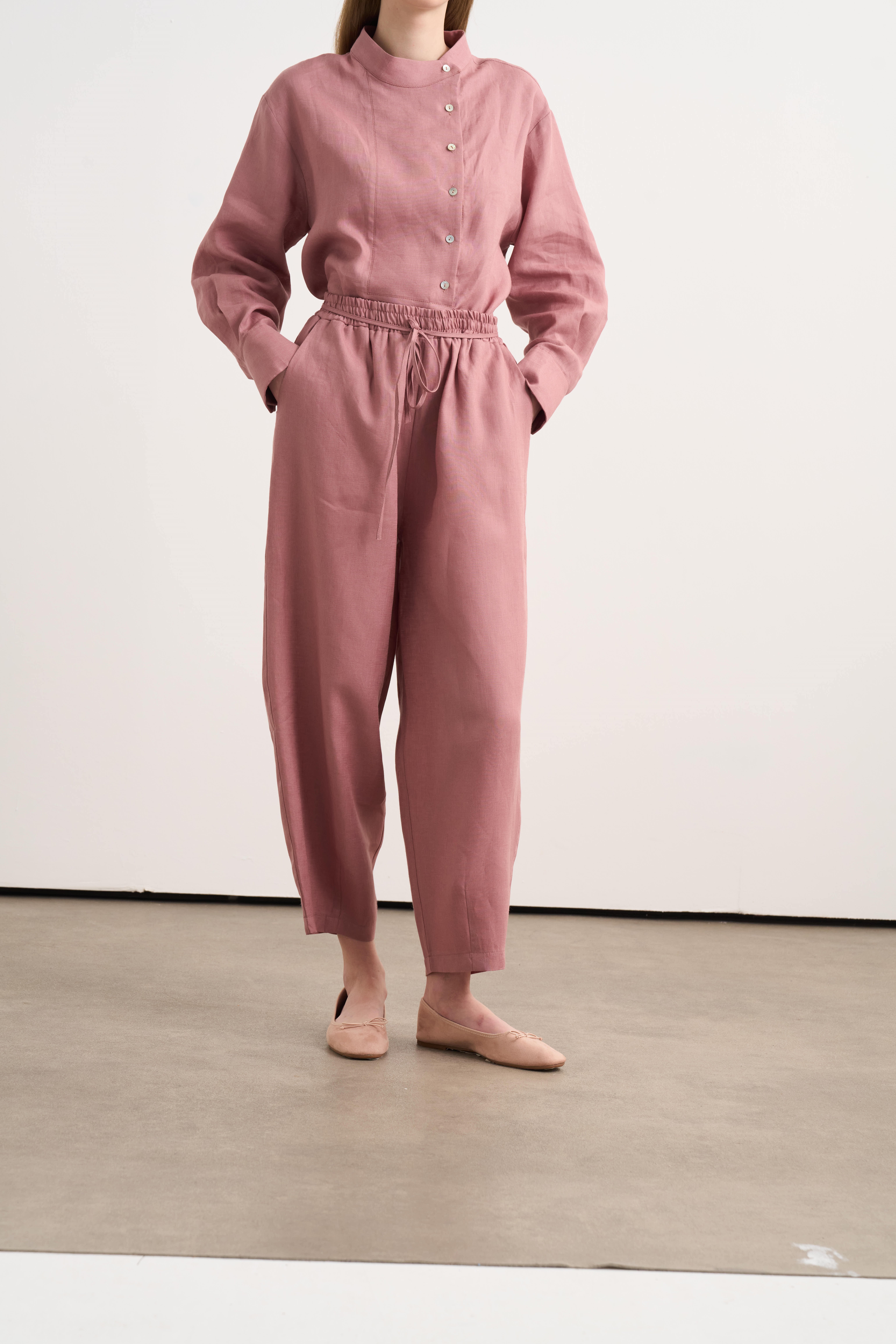 Linen Şalvar Pantolon Rosa