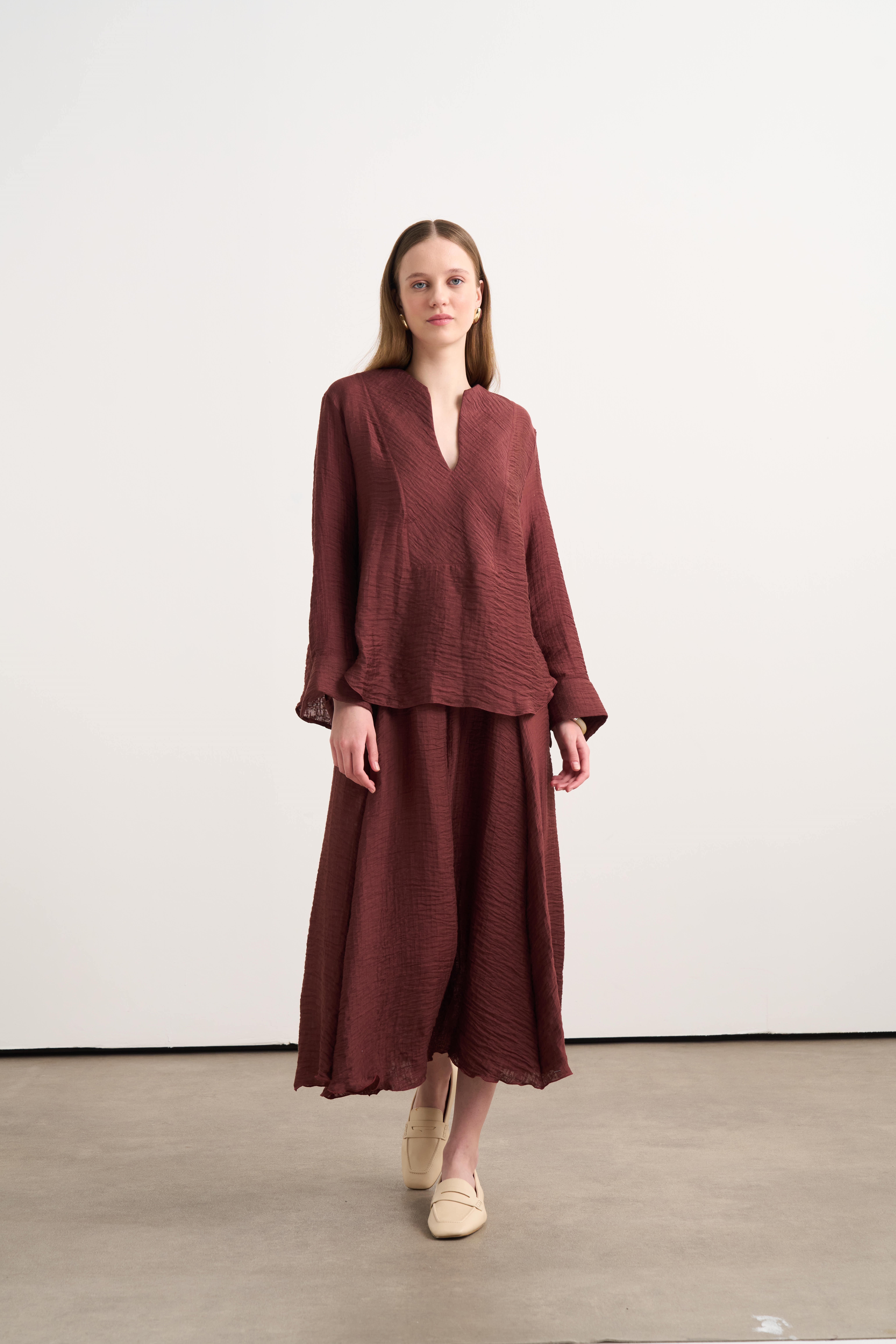 Linen Sansa Bordo Takım