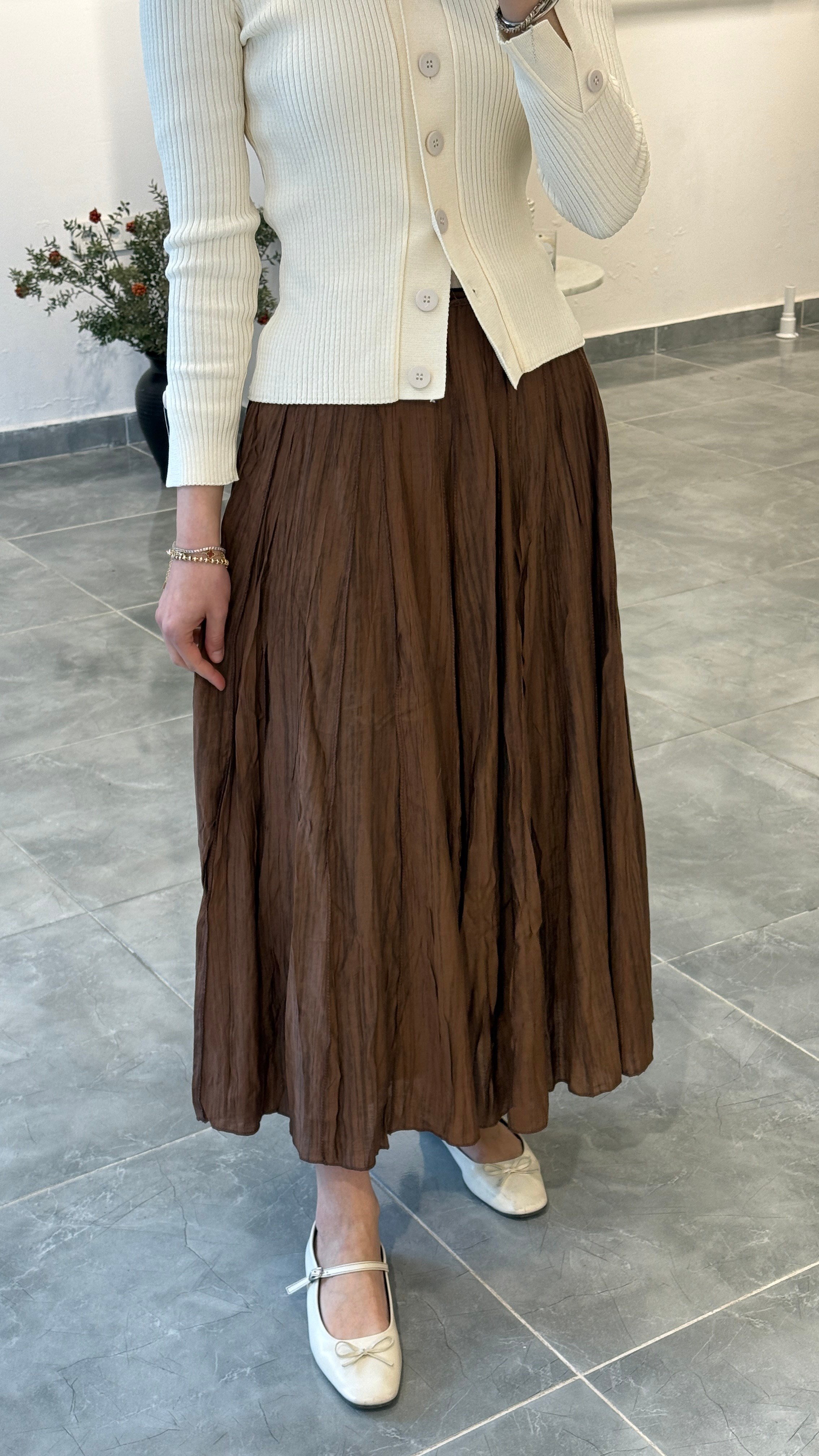 Parçalı Etek Camel