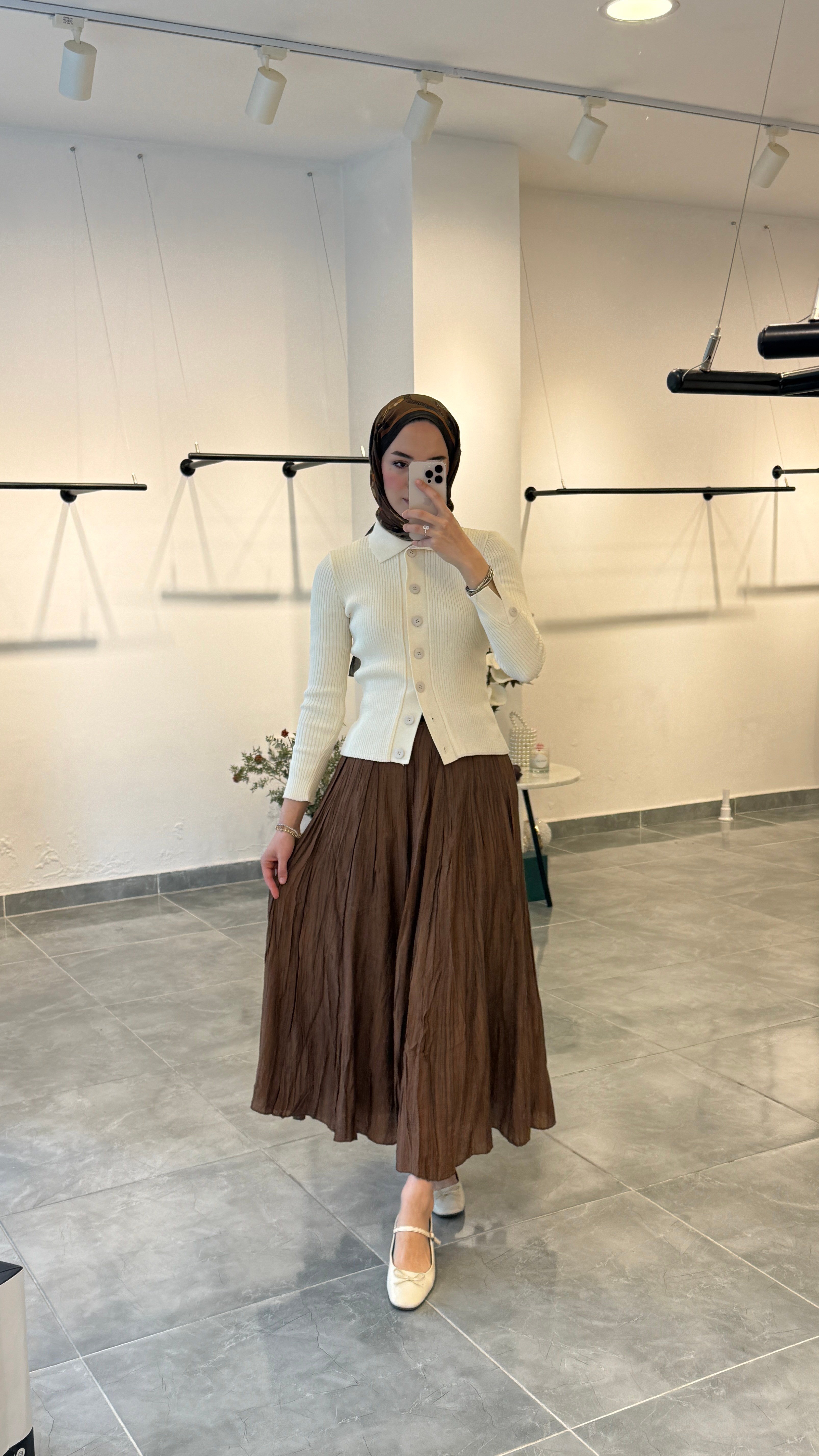 Parçalı Etek Camel