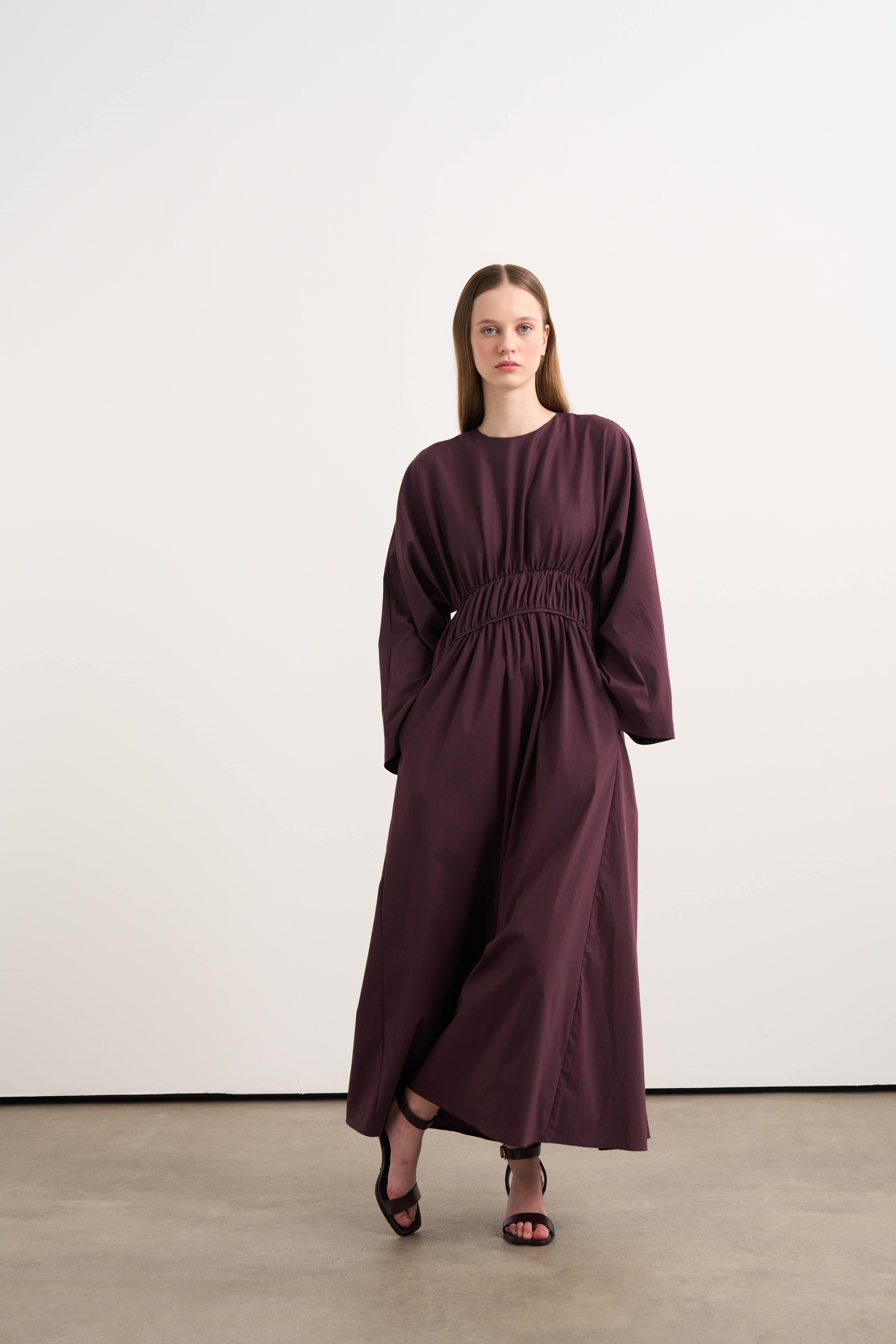 Poplin Elbise Mürdüm