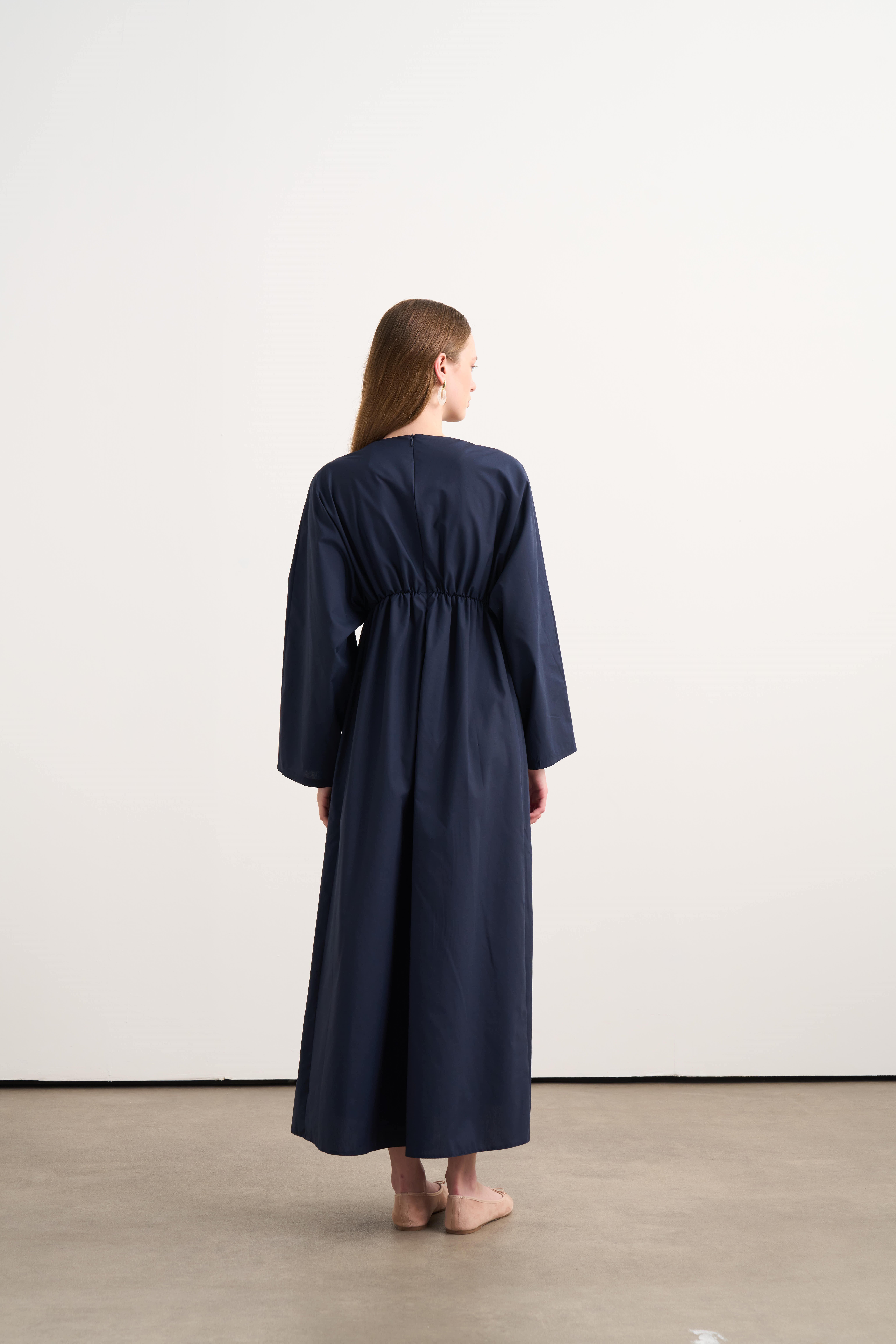 Tokyo Poplin Elbise Lacivert
