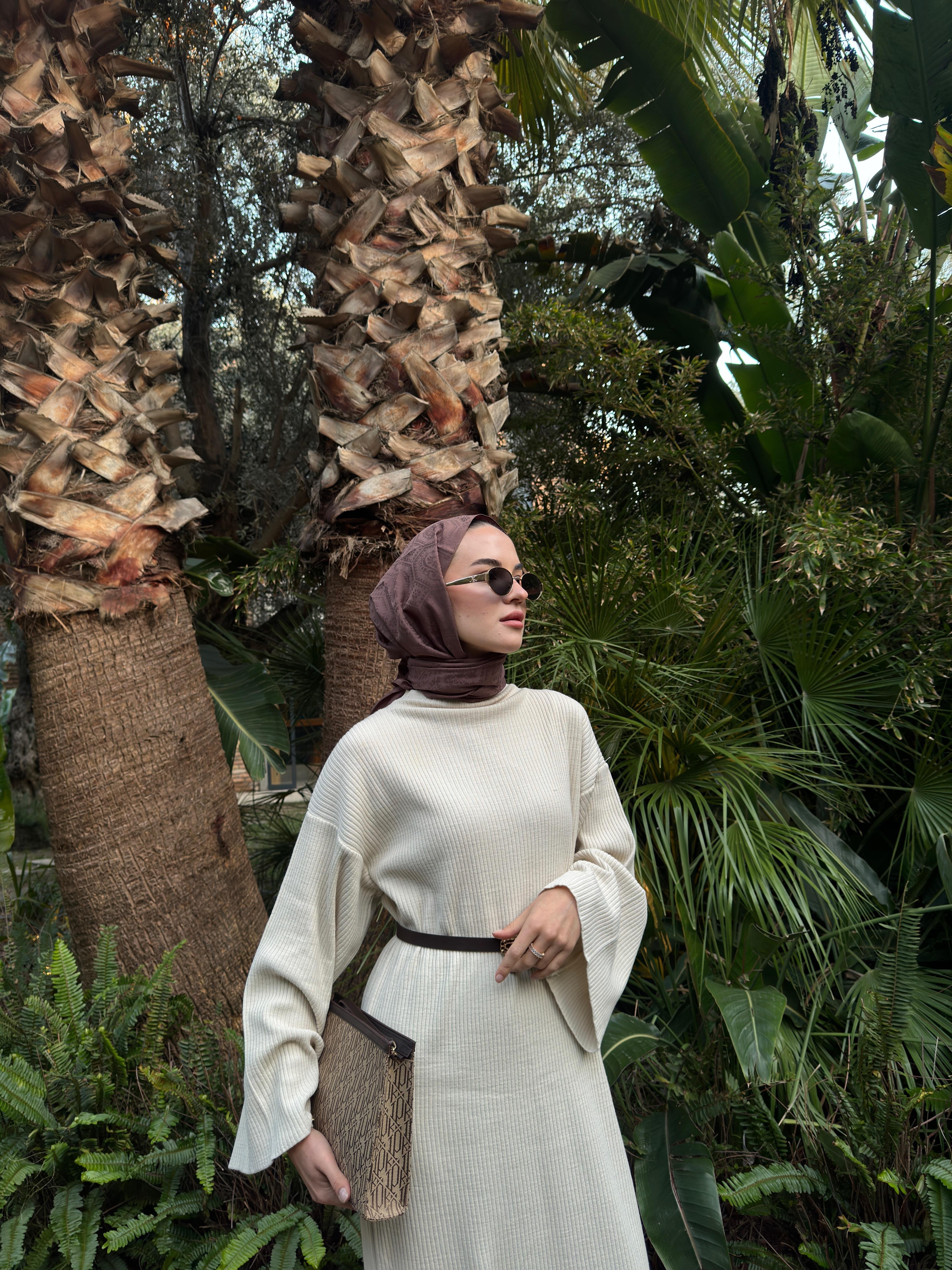 Triko Desenli Hırka - Kahverengi