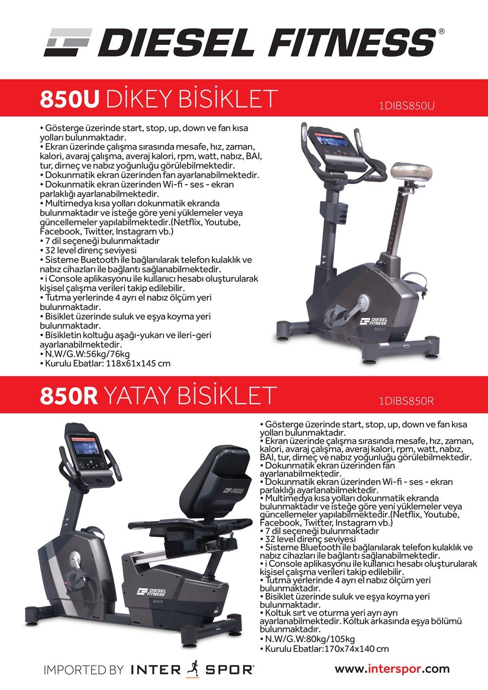 DIESEL FITNESS 850R YATAY BİSİKLET