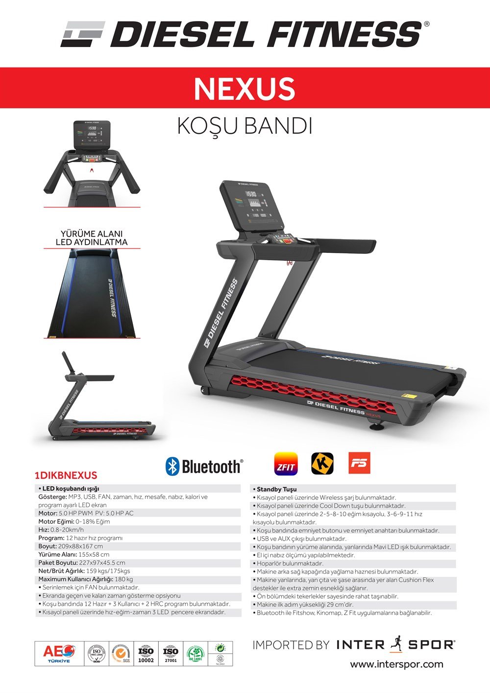 DIESEL NEXUS KOŞU BANDI 5 AC MOTOR