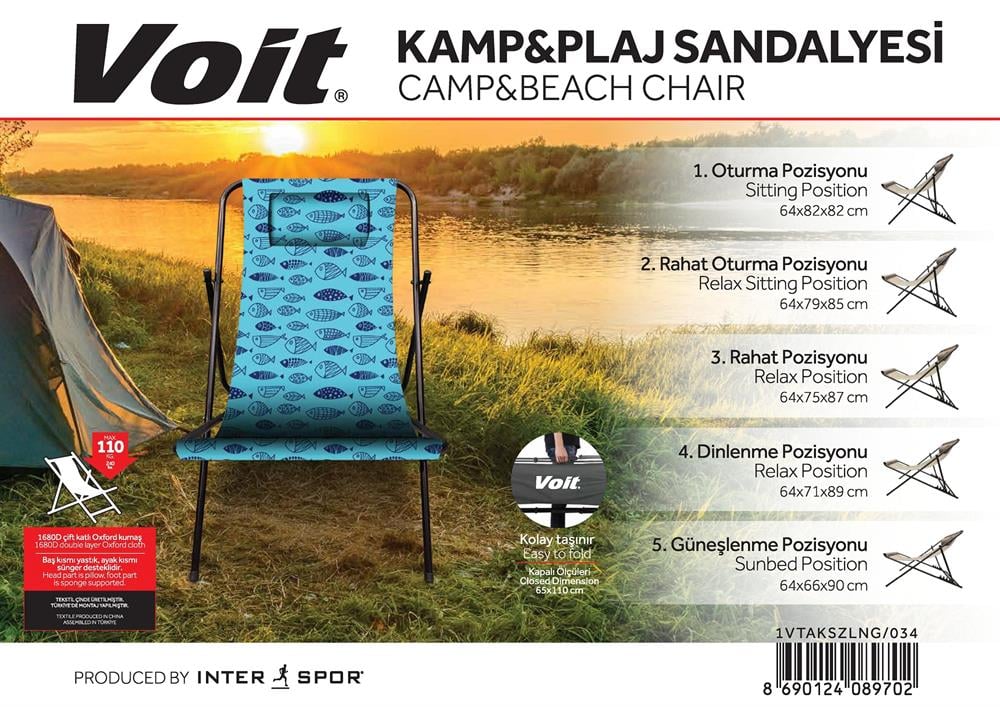 KAMP SANDALYE/KATLANABİLİR ŞEZLONG MAVİ