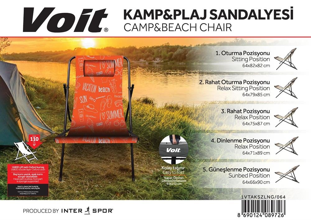 KAMP SANDALYE/KATLANABİLİR ŞEZLONG TURUNCU