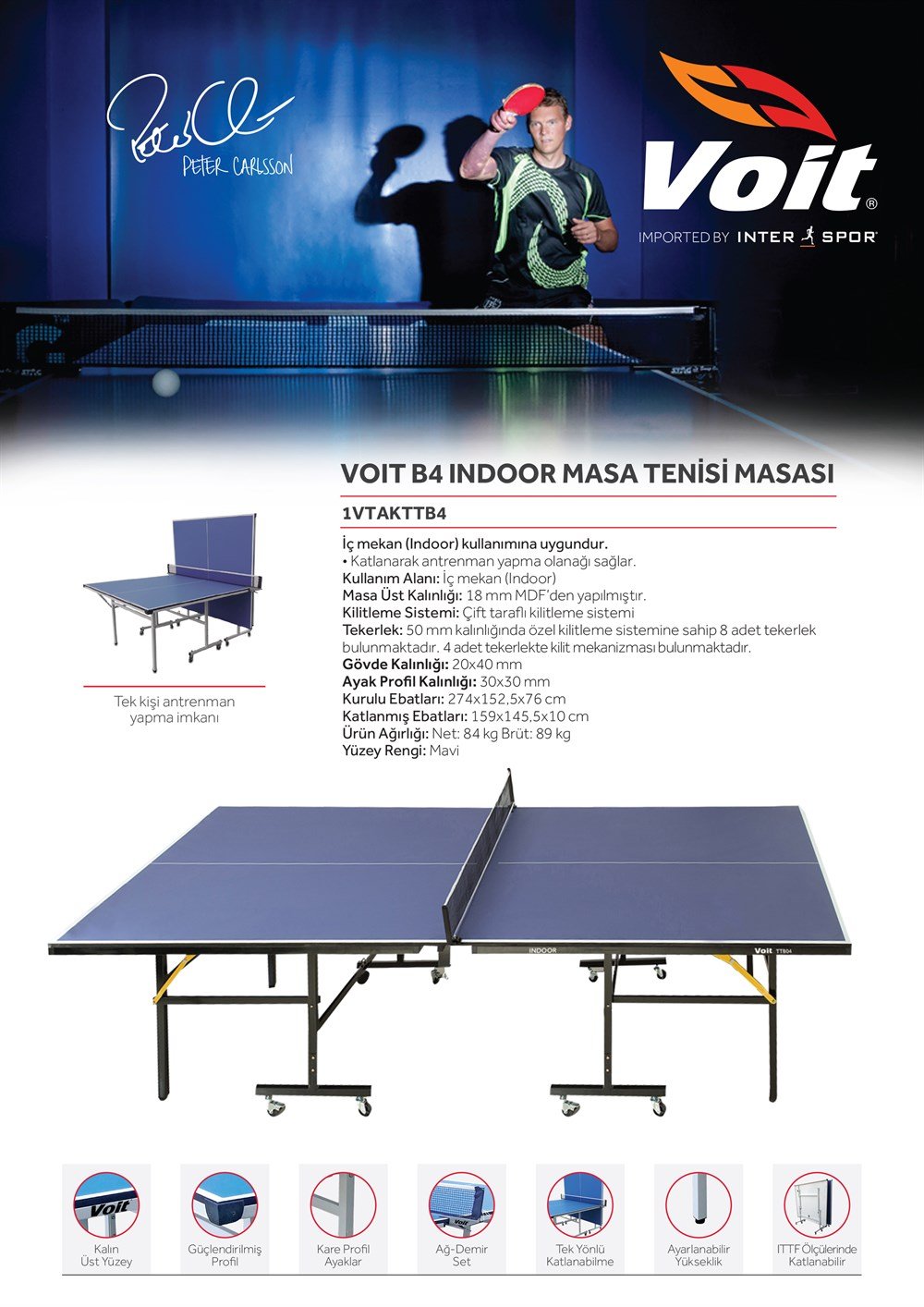 Voit INDOOR B4 TENİS MASASI
