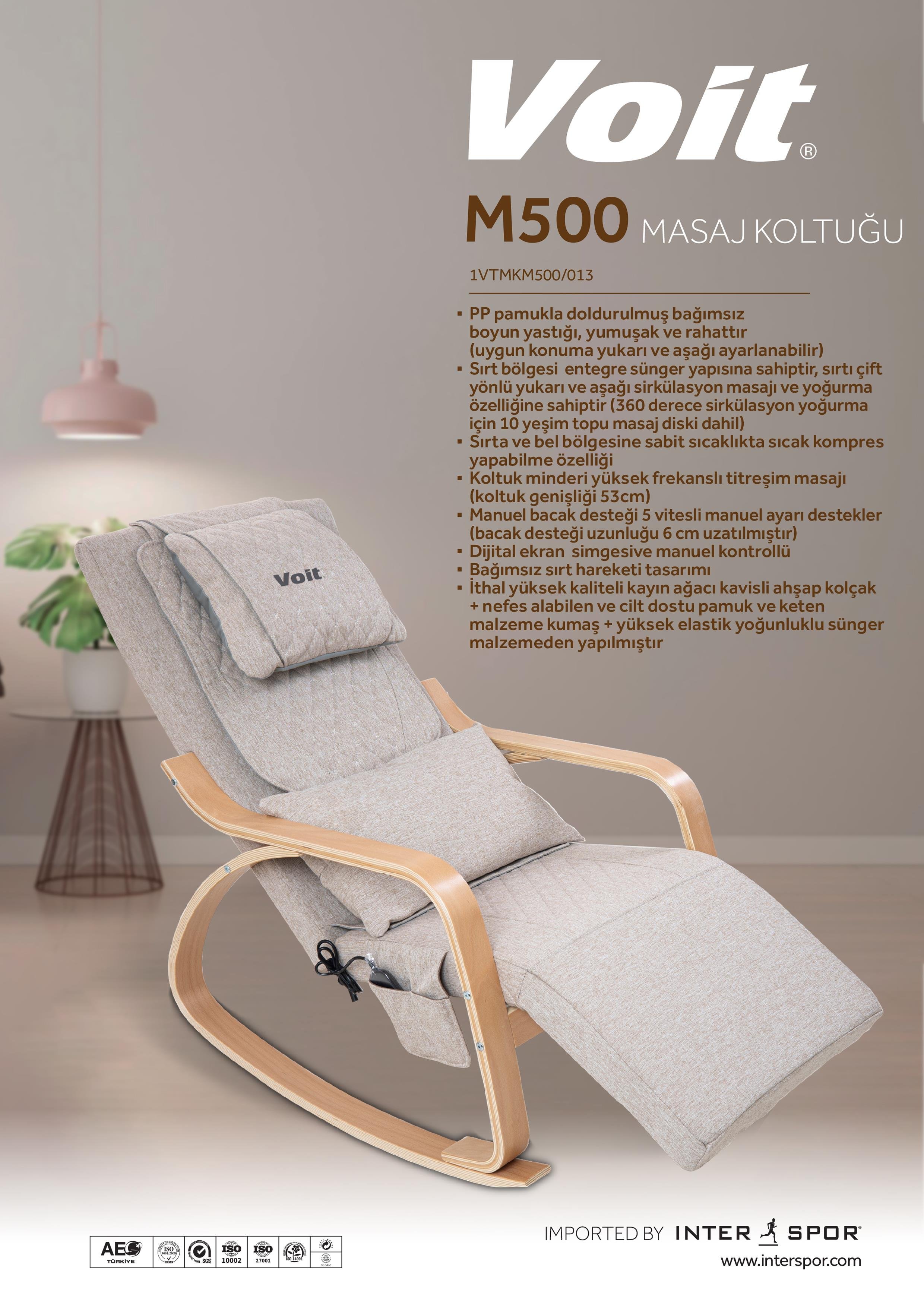 VOİT M500 ELEKTİRİKLİ MASAJ KOLTUĞU