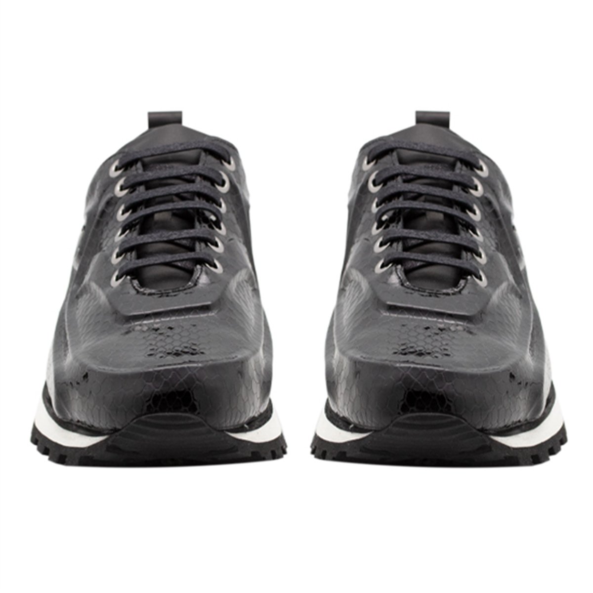 20011VARIO SIYAH DERI YILAN BASKI (Black Leather Snake Print)