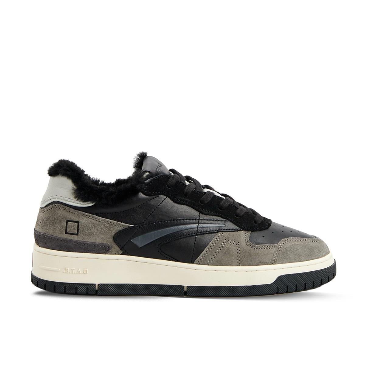 D.A.T.E.D.A.T.E. Hakiki deri bilek kısmı alçak spor ayakkabı Z623 SIYAH + GRİ SÜED (Black+Gray Suede)