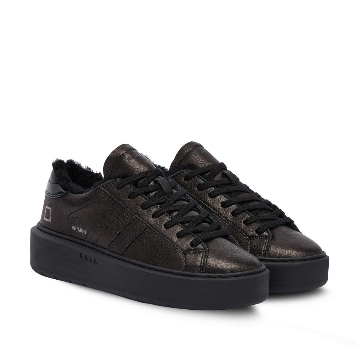 D.A.T.E.HILL LOW FUR PLATFORMD.A.T.E. Hakiki deriden platform spor ayakkabı 7107 BLACK (Siyah)