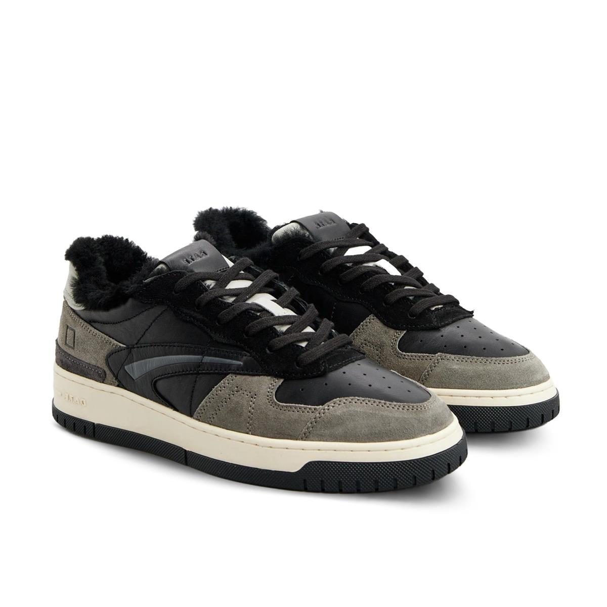 D.A.T.E.TORNEO PURE FURD.A.T.E. Hakiki deri bilek kısmı alçak spor ayakkabı Z623 SIYAH + GRİ SÜED (Black+Gray Suede)