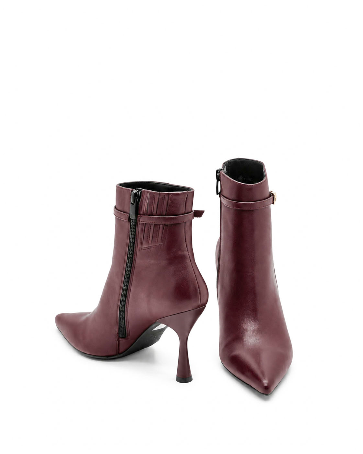 VARIO1826VARIO Hakiki Deri Sivri Burun Fermuarlı Kadın Bot 371 BORDO (burgundy)