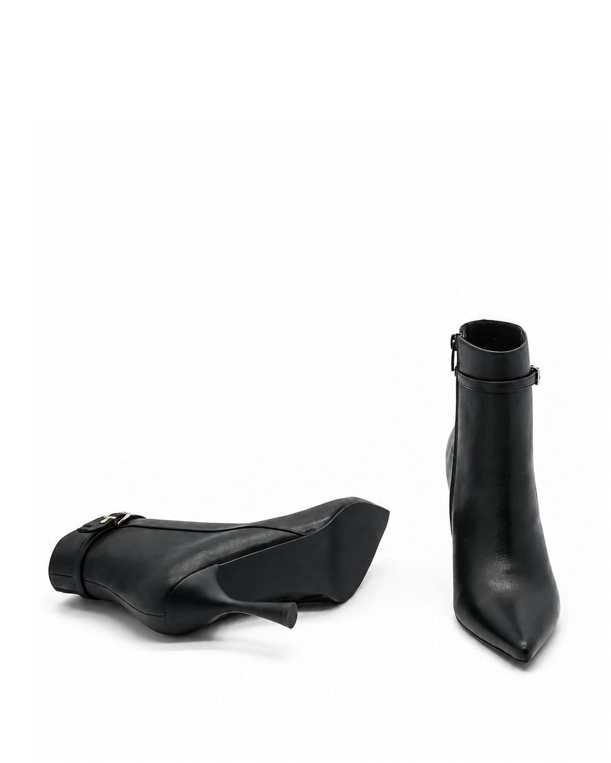 VARIO1826VARIO Hakiki Deri Sivri Burun Fermuarlı Kadın Bot 053 SIYAH (Black)