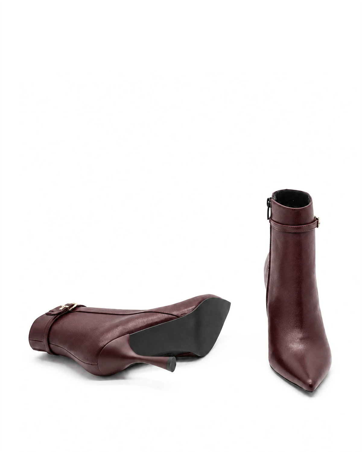 VARIO1826VARIO Hakiki Deri Sivri Burun Fermuarlı Kadın Bot 371 BORDO (burgundy)