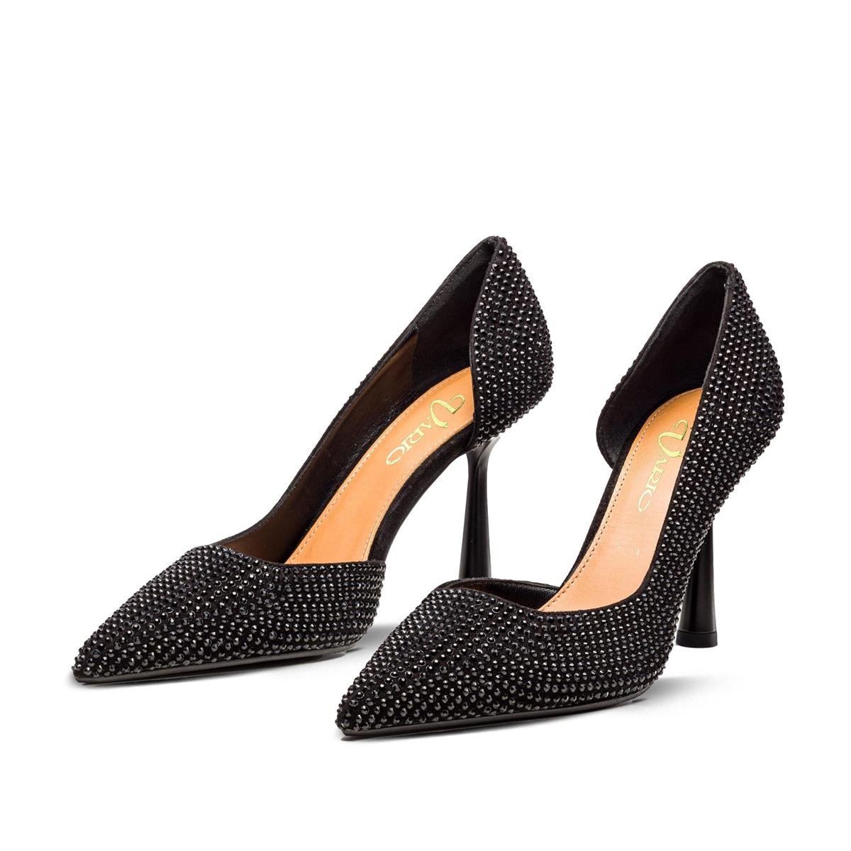 VARIO2356VARIO Kristal Taşlı Topuklu Ayakkabı Z598 CAMOSCIO NERO (Sıyah Taşlı)