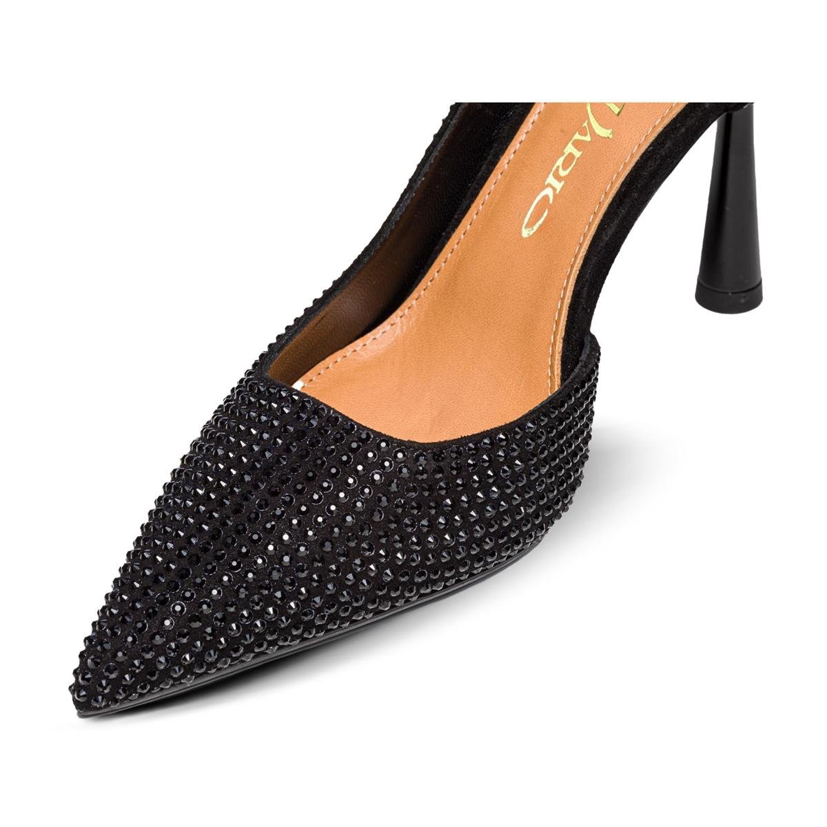 VARIO2356VARIO Kristal Taşlı Topuklu Ayakkabı Z598 CAMOSCIO NERO (Sıyah Taşlı)