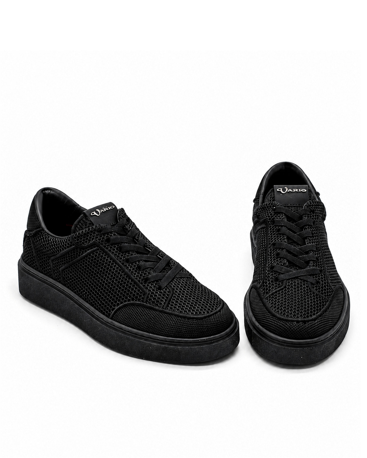 VARIO248323VARIO Örgü File Tekstil Erkek Sneaker Ayakkabı Z658 SİYAH DERİ+SİYAH TRİKO