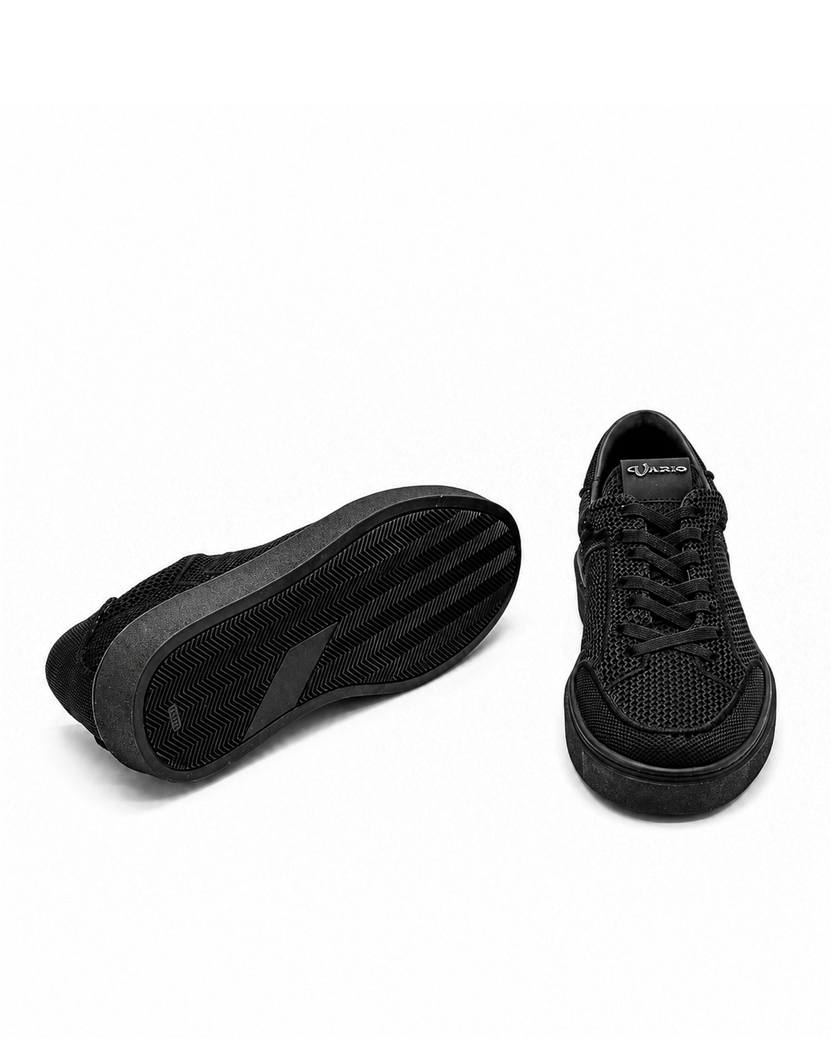 VARIO248323VARIO Örgü File Tekstil Erkek Sneaker Ayakkabı Z658 SİYAH DERİ+SİYAH TRİKO