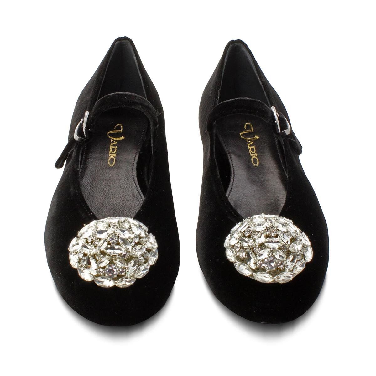VARIO2775VARIO Kadife Kristal Taşlı Babet 244 VELLUTO NERO (Kadife Siyah)