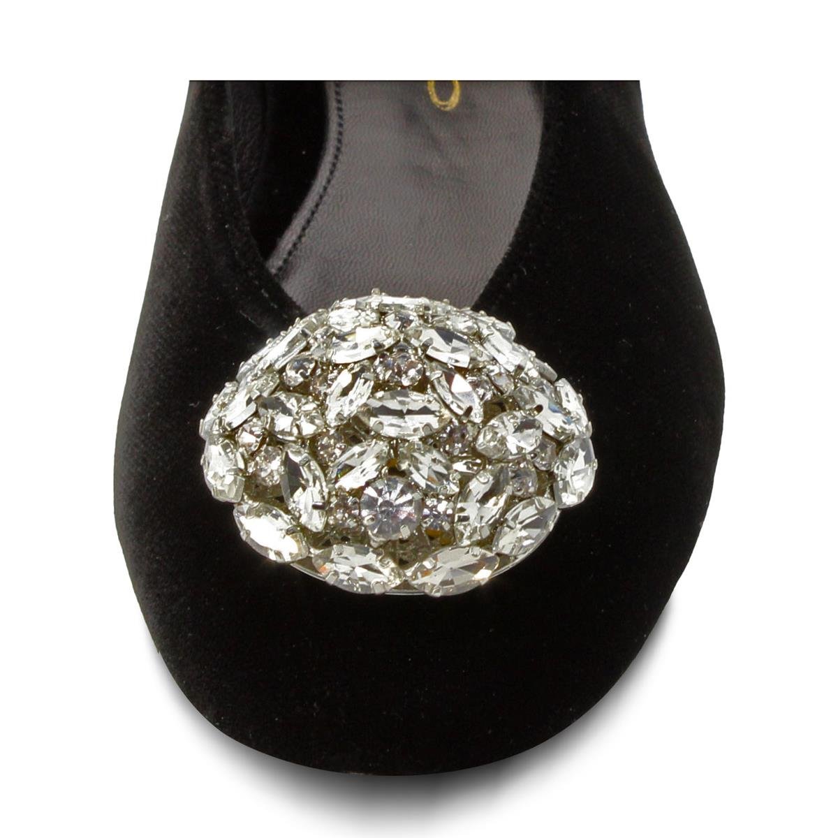 VARIO2775VARIO Kadife Kristal Taşlı Babet 244 VELLUTO NERO (Kadife Siyah)