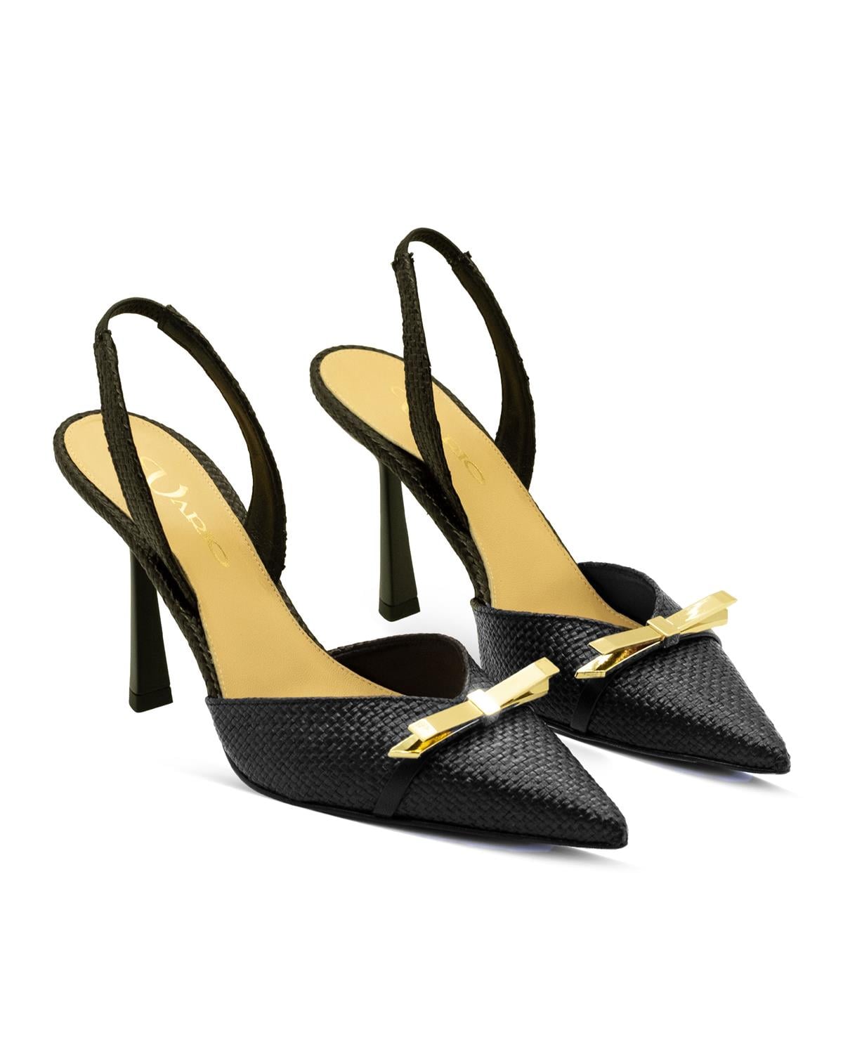 VARIO3025-1VARIO Sivri Burun Slingback Stiletto Kadın Topuklu Ayakkabı 040 NERO (Siyah)